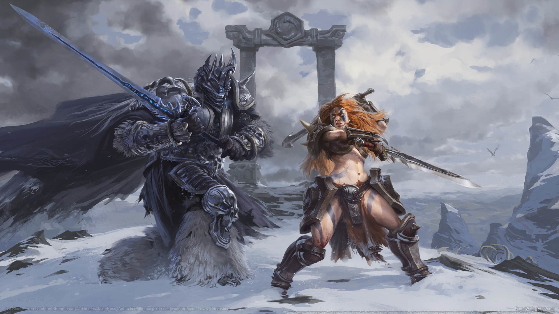 Arthas, Sonya, Heroes of the Storm, Neve, Duello, Full HD, wallpaper per computer