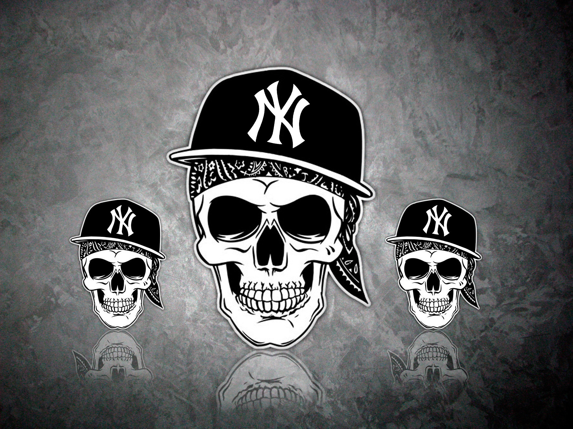 Teschi, New York Yankees, Cappellino, Grigio, Full HD, wallpaper per tablet