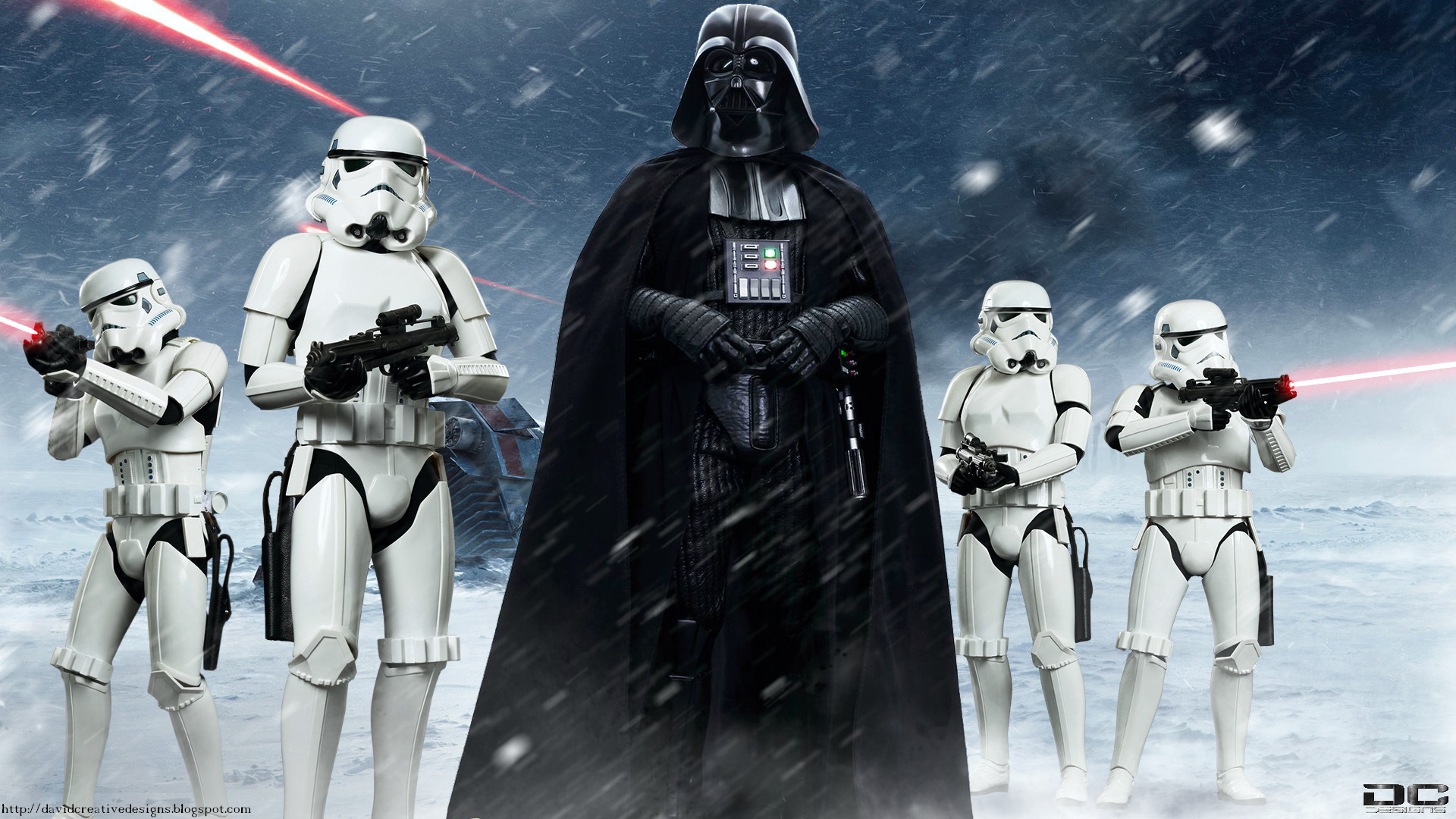 Darth Vader, Stormtrooper, Hoth, Neve, Blaster, Full HD, sfondo per portatile