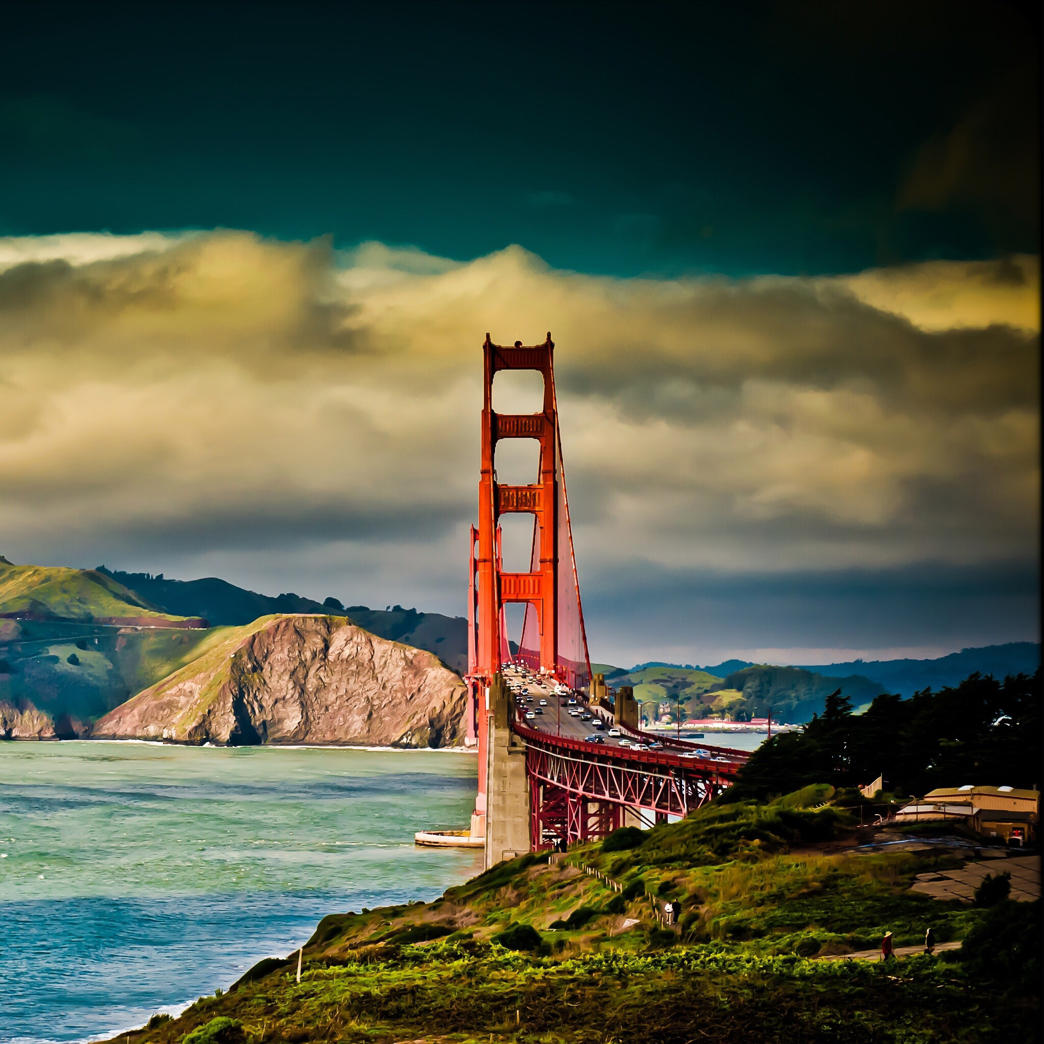 Golden Gate Bridge, San Francisco, Nuvole, Baia, Full HD, sfondo per iPad e tablet