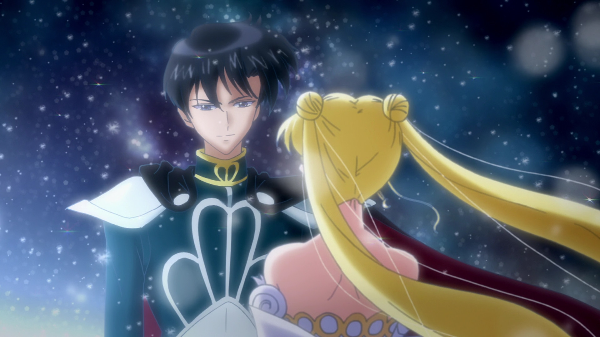 Principe Endymion, Principessa Serenity, Sailor Moon Crystal, Notte stellata, sfondo Full HD