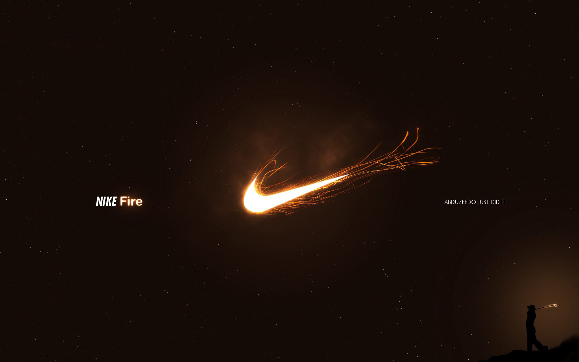 Nike Fire, Nike Swoosh, Fuoco, Sfondo scuro, Full HD, wallpaper per computer