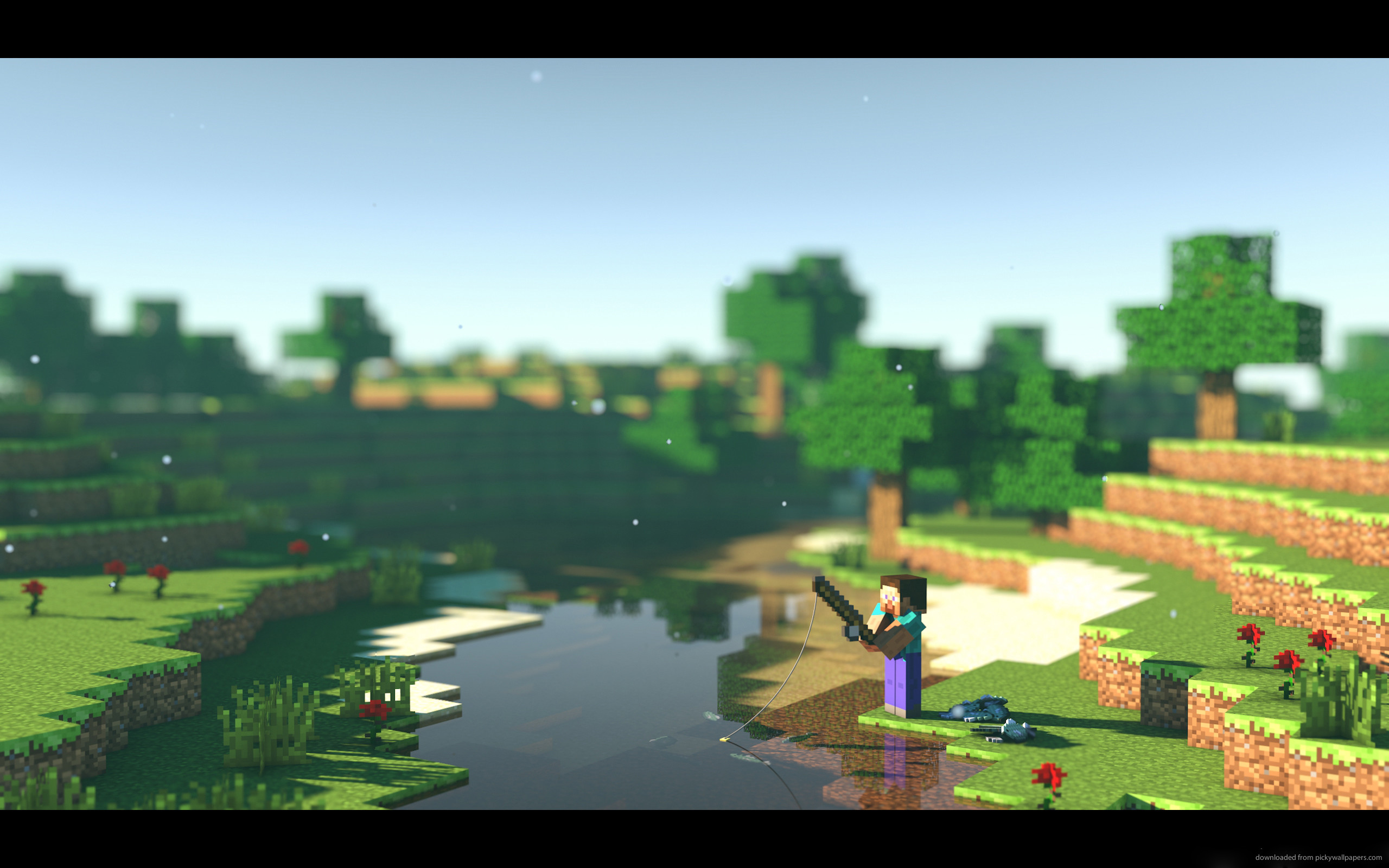 Minecraft, Steve, Lago, Paesaggio, Shader, 2560x1600, sfondo MacBook Pro