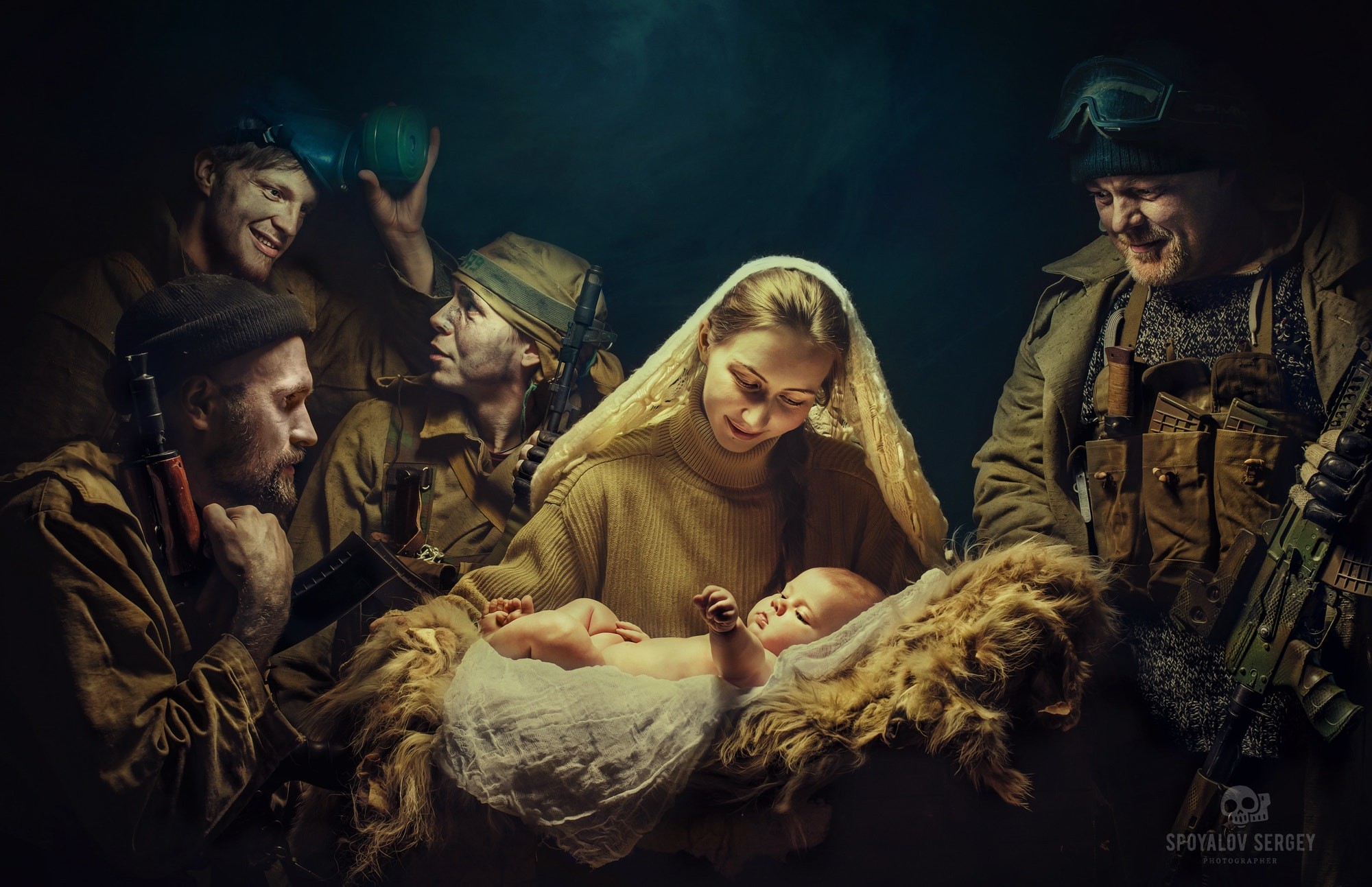 Natività, Soldati, Neonato, Madonna, Luce calda, Full HD, sfondo per PC
