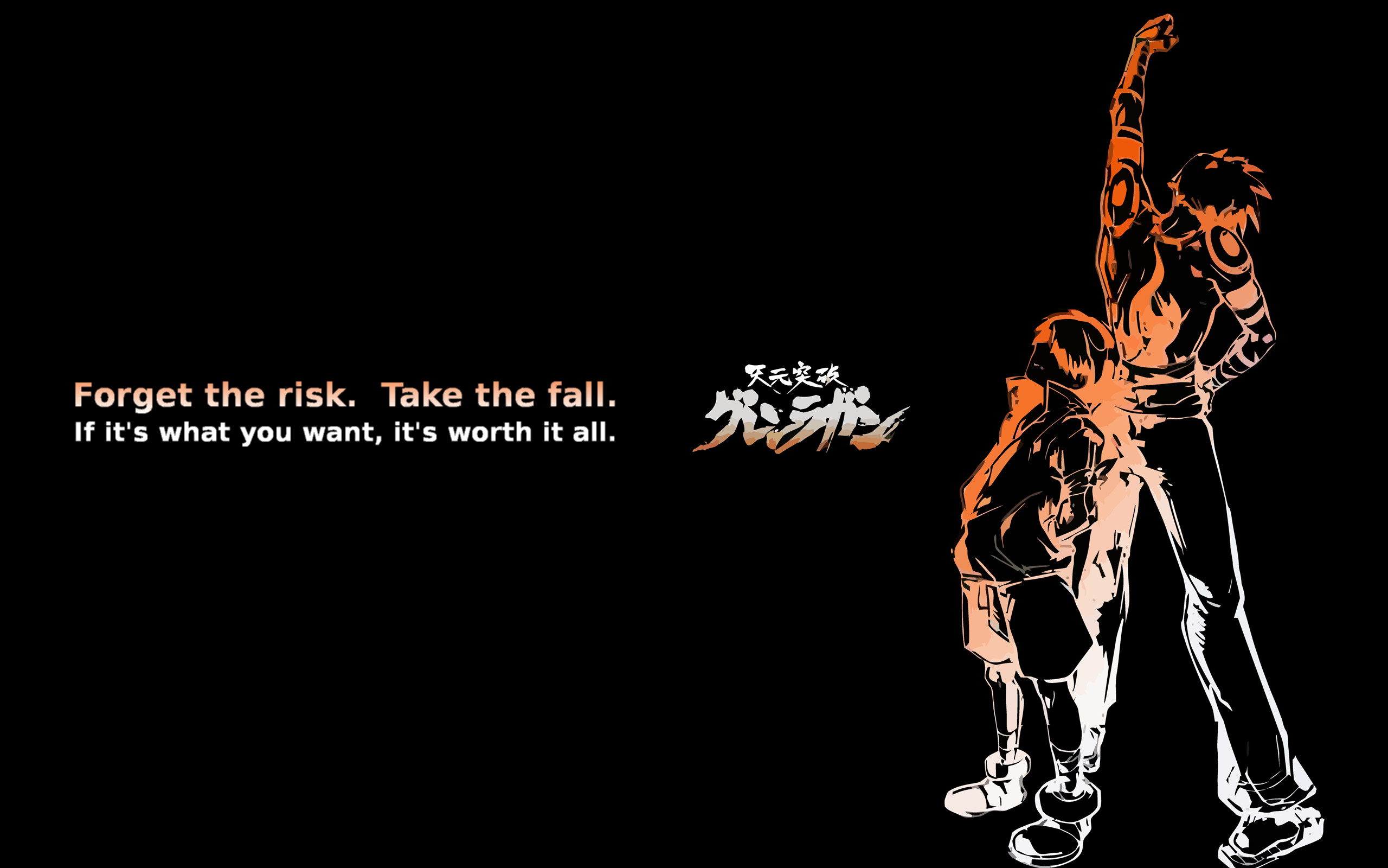 Kamina, Gurren Lagann, Citazione, Sfondo nero, 2560x1600, wallpaper desktop