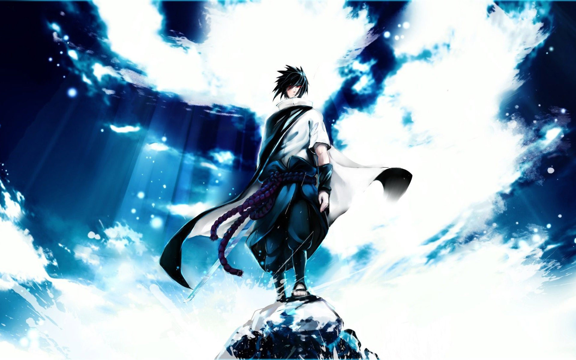 Sasuke Uchiha, Naruto, Cielo blu, 16:10 Full HD, sfondo widescreen