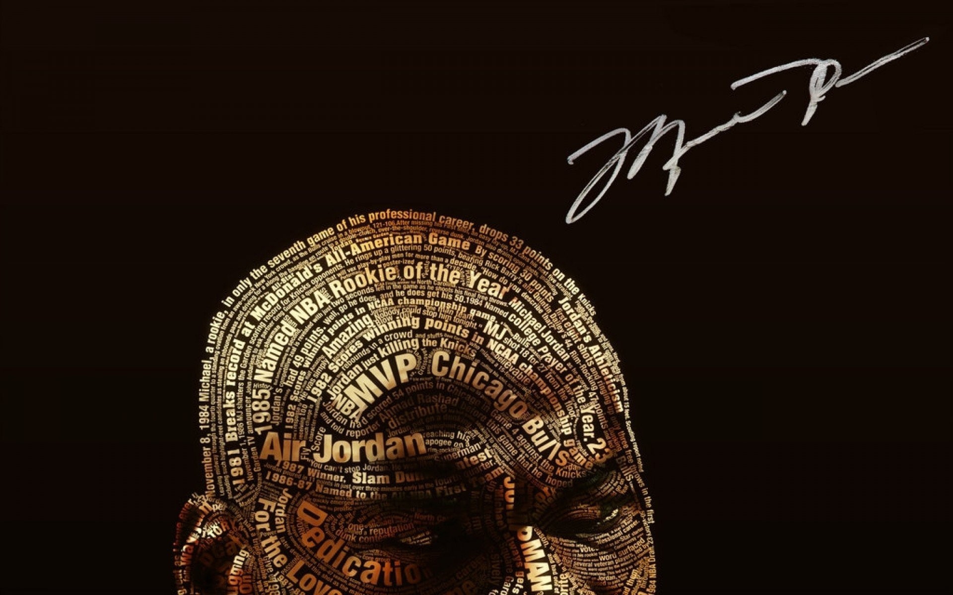 Michael Jordan, Tipografia, Autografo, Ritratto, 1920x1200, immagine di sfondo