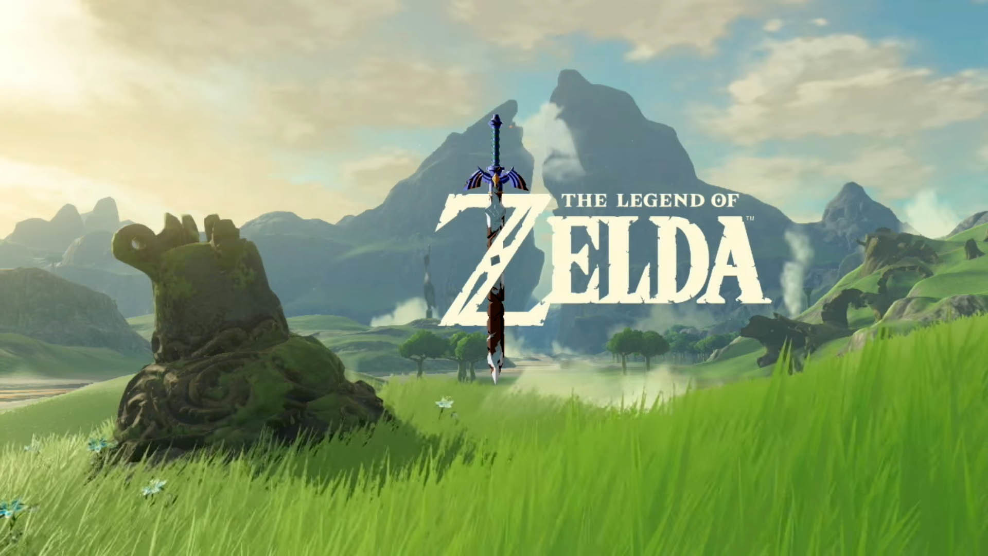 The Legend of Zelda: Breath of the Wild, Logo, Hyrule, Prateria, Montagne, sfondo 1920x1080 per PC