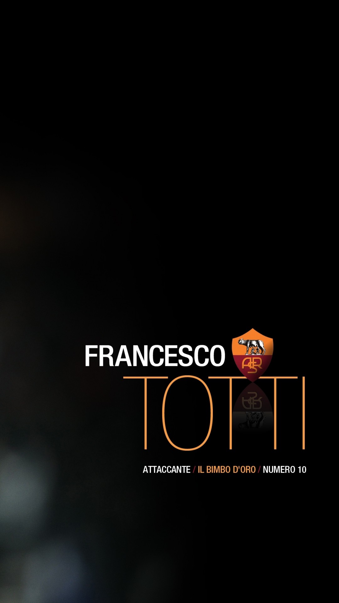 Francesco Totti, Logo, Sfondo nero, Minimalismo, 1080x1920, schermata di blocco iPhone