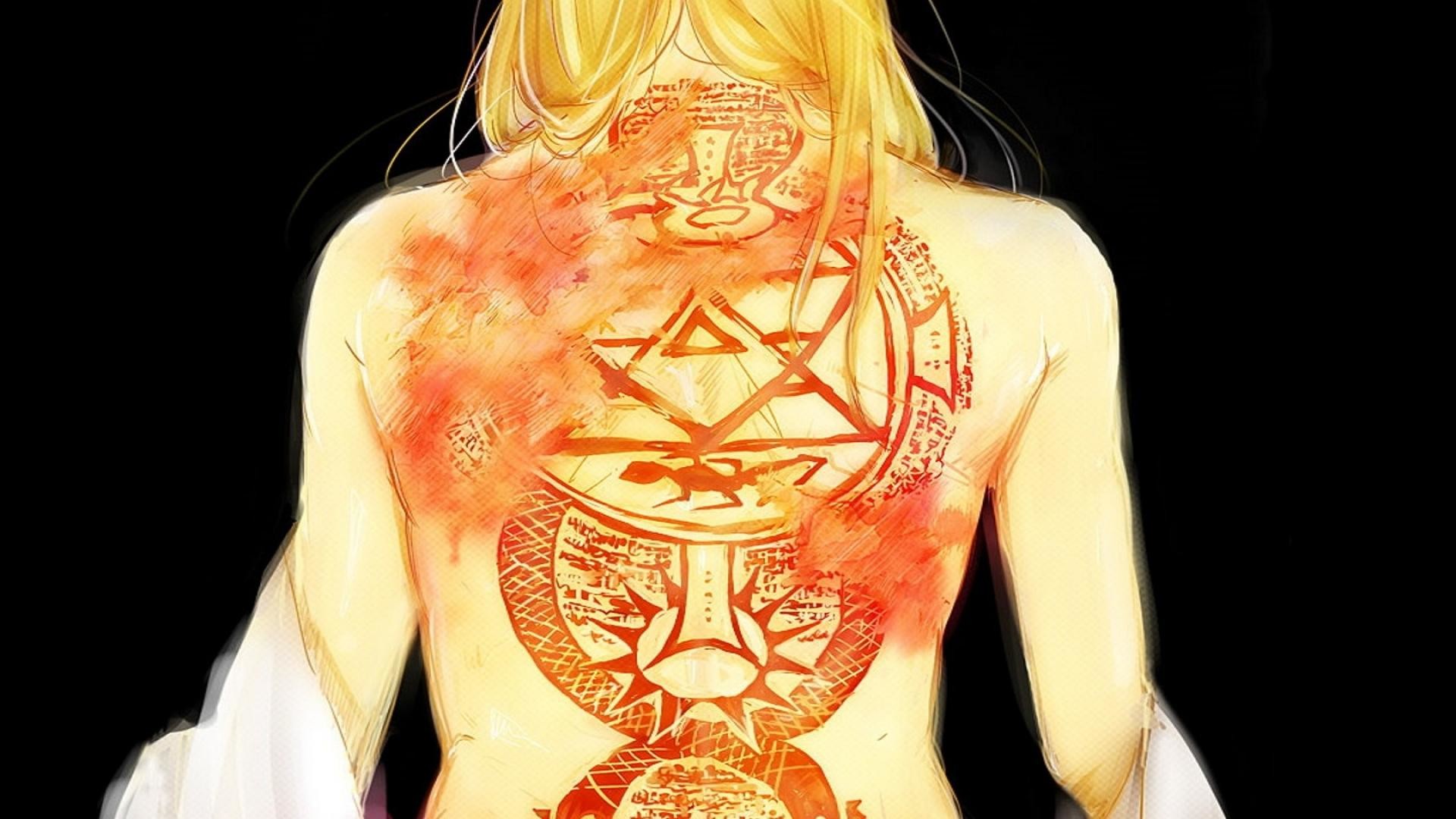Riza Hawkeye, Fullmetal Alchemist: Brotherhood, Tatuaggio, Cerchio dell'alchimia del fuoco, sfondo Full HD