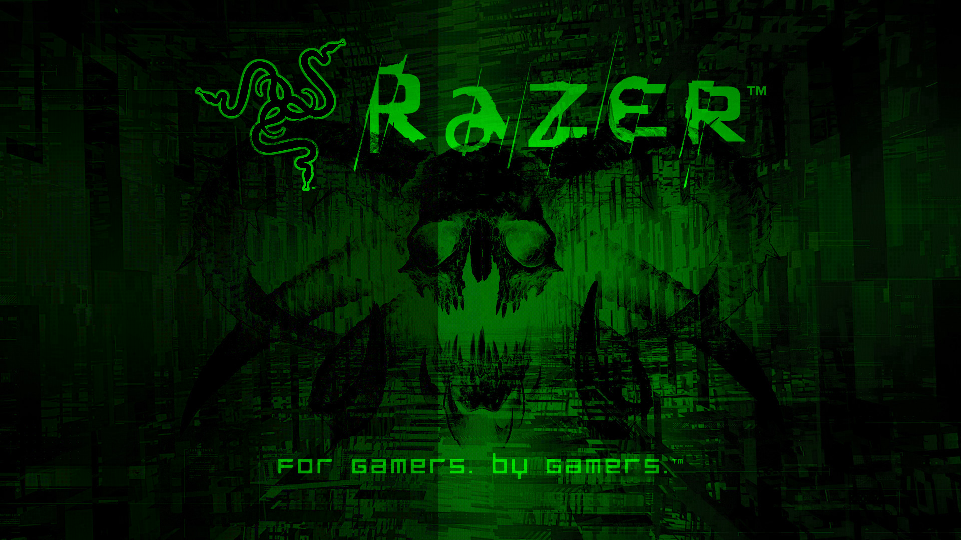 Razer, Logo Razer, Teschio, For Gamers. By Gamers., Verde, Full HD, sfondo per portatile