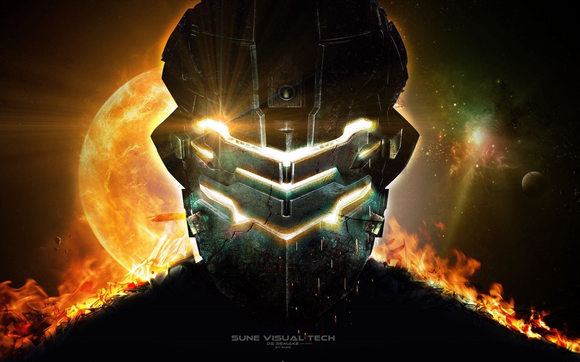 Isaac Clarke, Dead Space 2, Casco RIG, Fiamme, Pianeta, 1920x1200, immagine di sfondo
