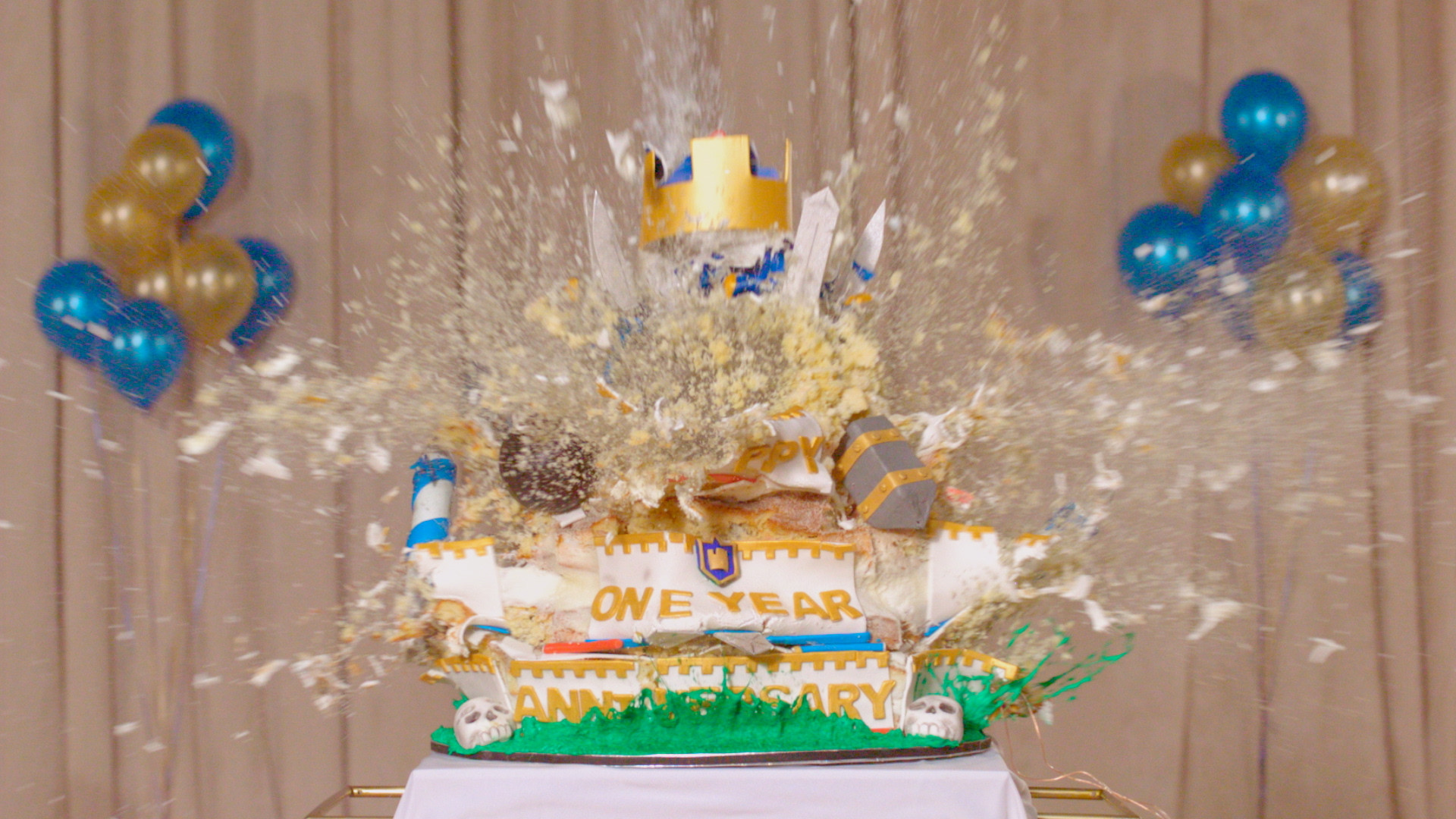 Clash Royale, Torta, Primo anniversario, Palloncini, 1920x1080, sfondo per PC