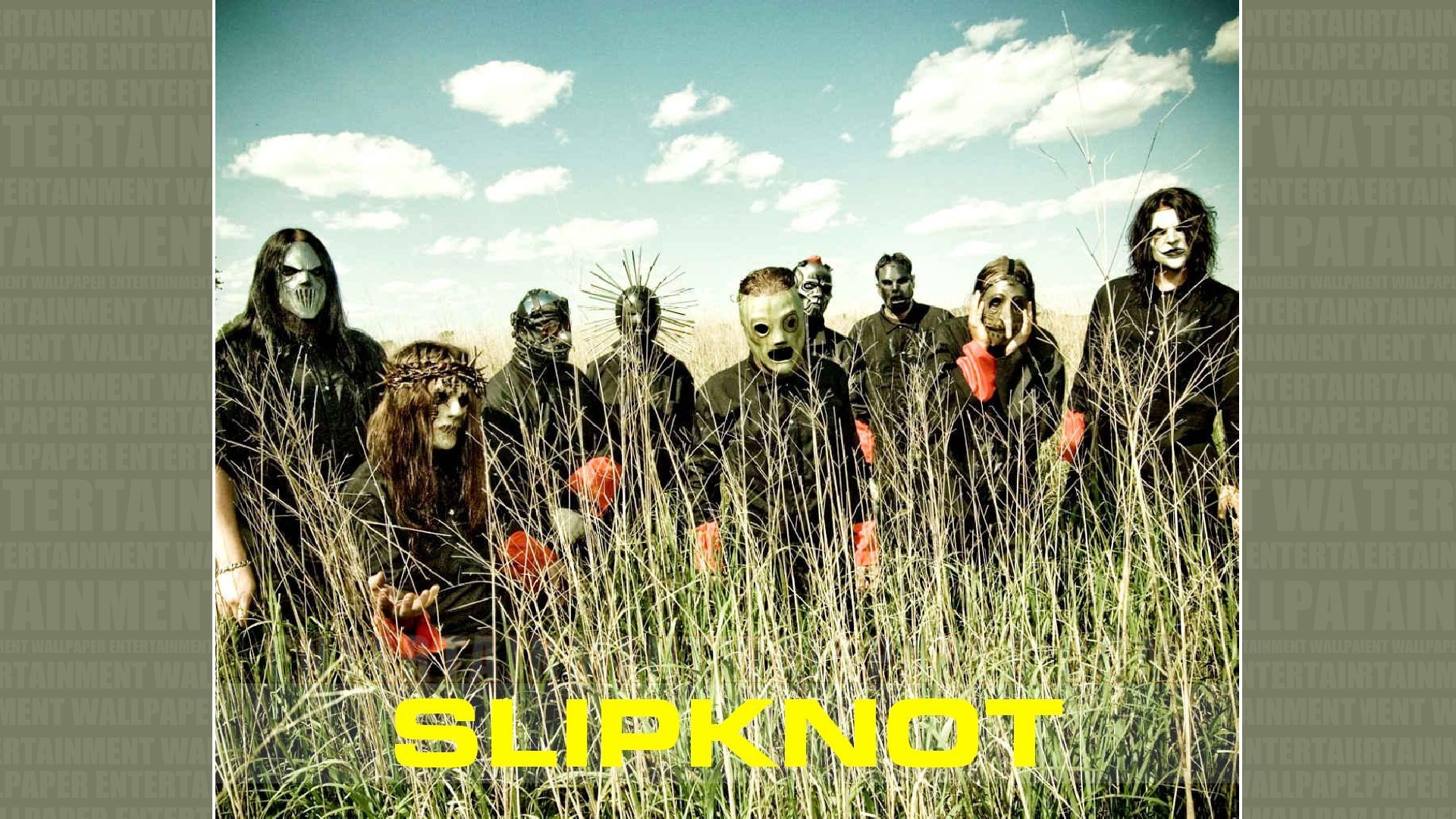 Slipknot, All Hope Is Gone, Campo d'erba, Foto di gruppo, Full HD, sfondo per portatile