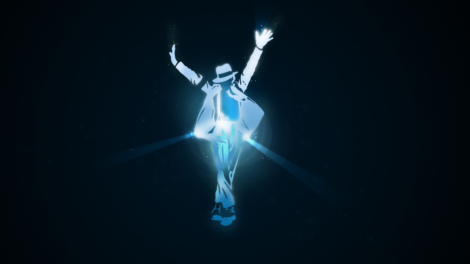 Michael Jackson, Silhouette luminosa, Luce azzurra, Ballo, Full HD, sfondo desktop