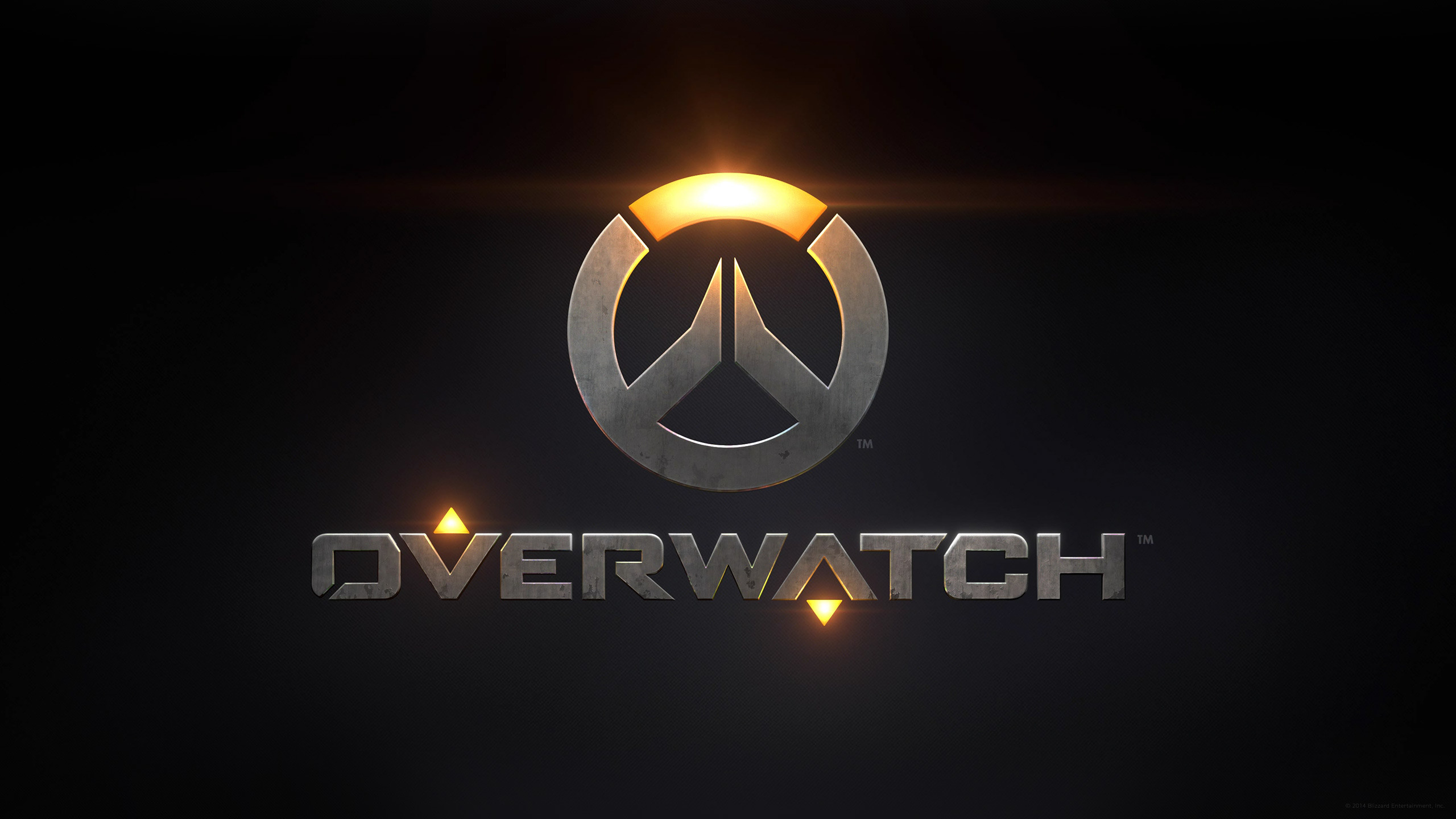 Overwatch, Logo, Sfondo nero, Metallo, 2560x1440, wallpaper desktop
