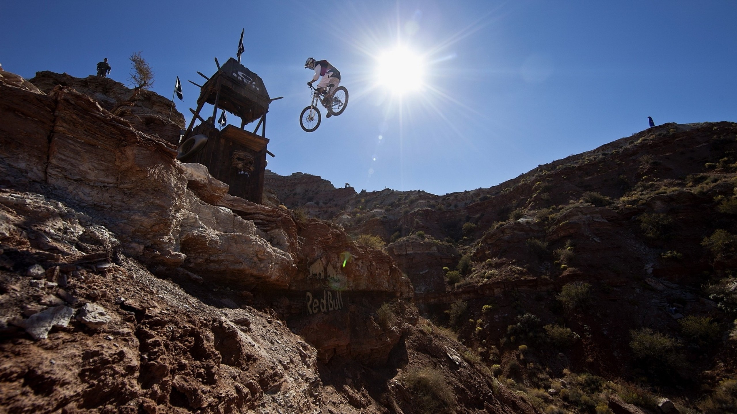 Red Bull Rampage, Mountain bike, Salto, Rocce, Sole, 2K, sfondo per portatile
