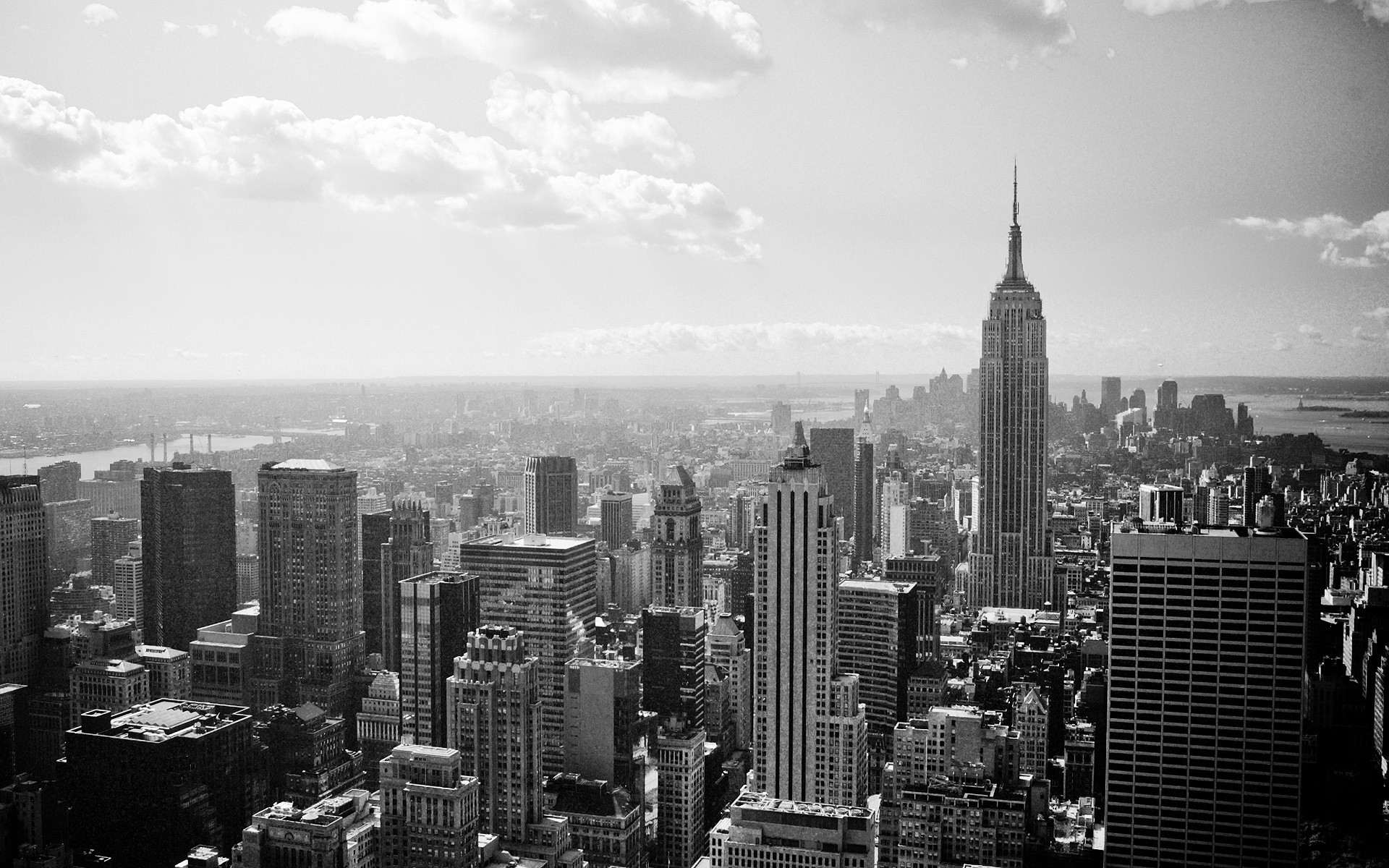 Empire State Building, New York, Manhattan, Bianco e nero, 16:10 Full HD, wallpaper widescreen