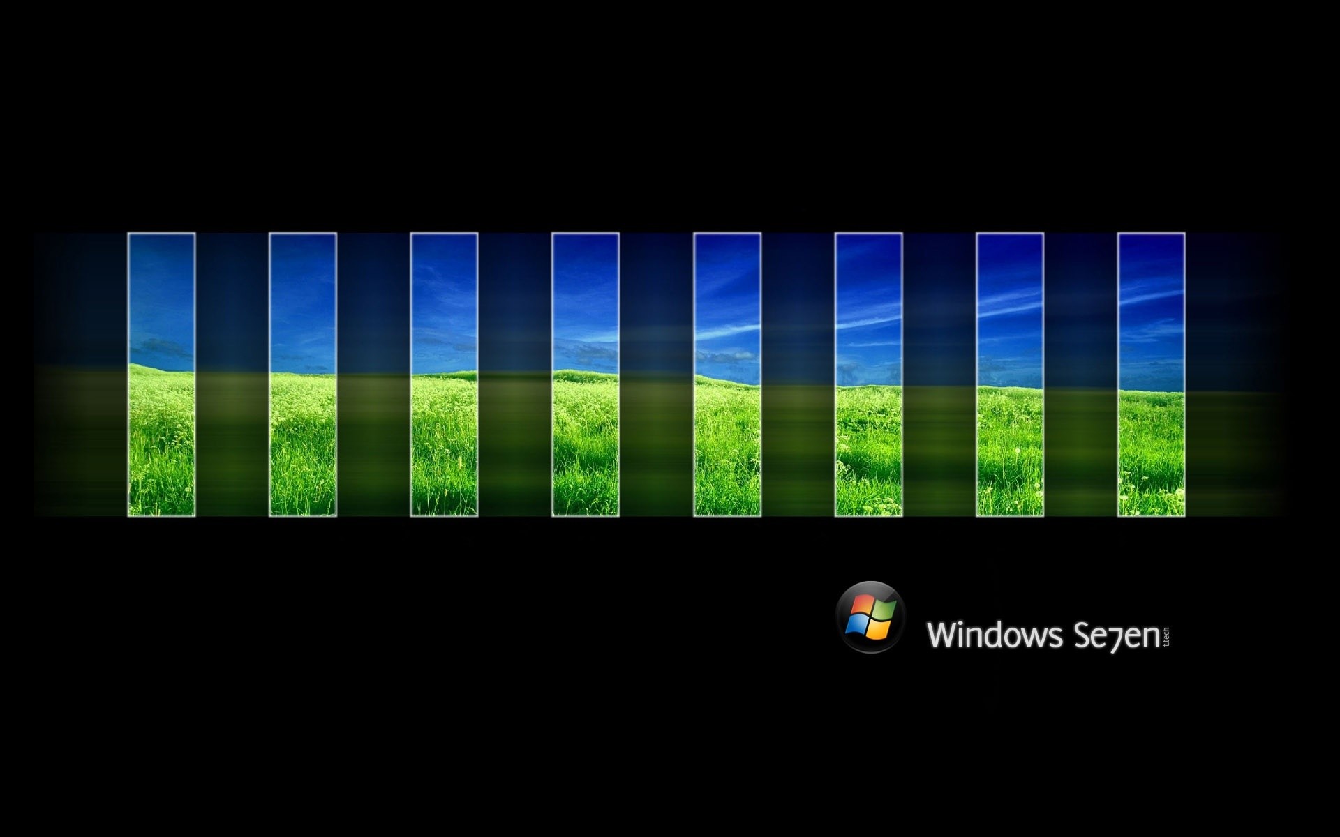 Windows Seven, Prato, Rettangoli, Sfondo nero, 1920x1200, wallpaper desktop