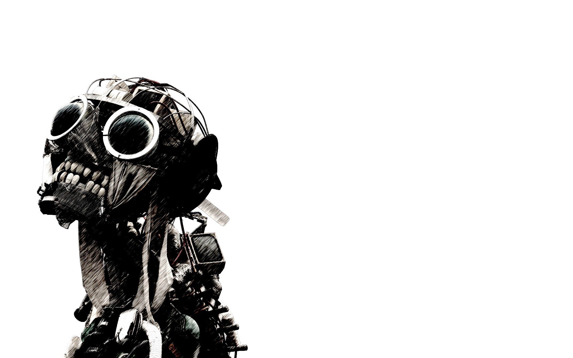 Zombi, Occhiali da aviatore, Bianco e nero, Illustrazione, 1920x1200, sfondo per PC