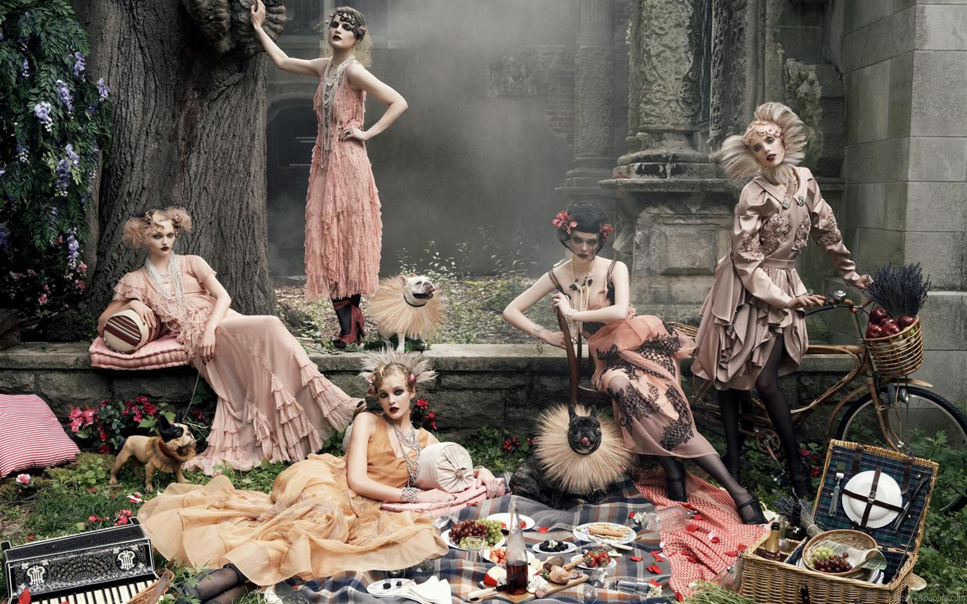 Servizio di moda, Modelle, Picnic, Vintage, Full HD, sfondo per PC