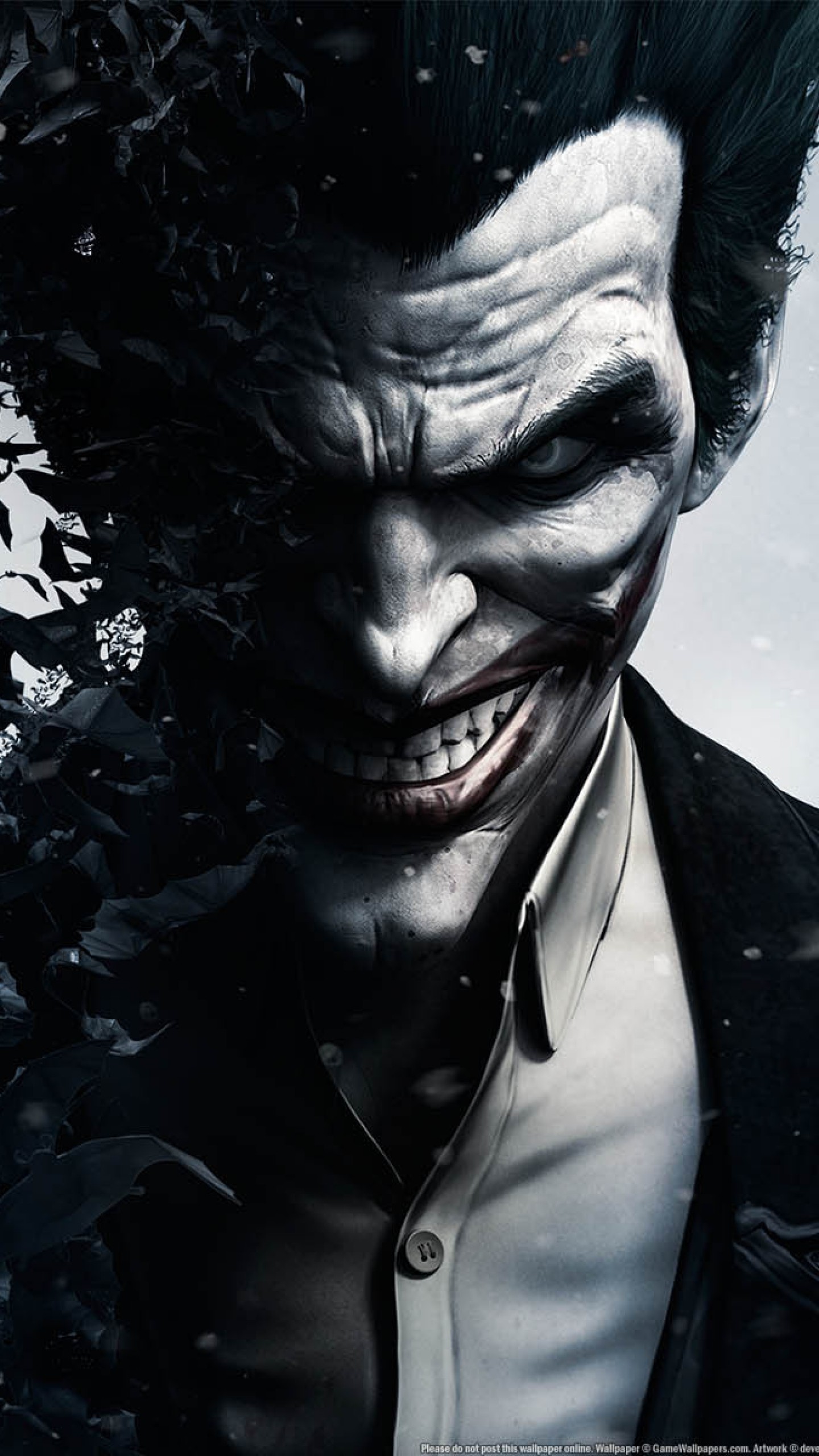 Joker, Batman: Arkham Origins, Sorriso, QHD+, sfondo per iPhone e Android