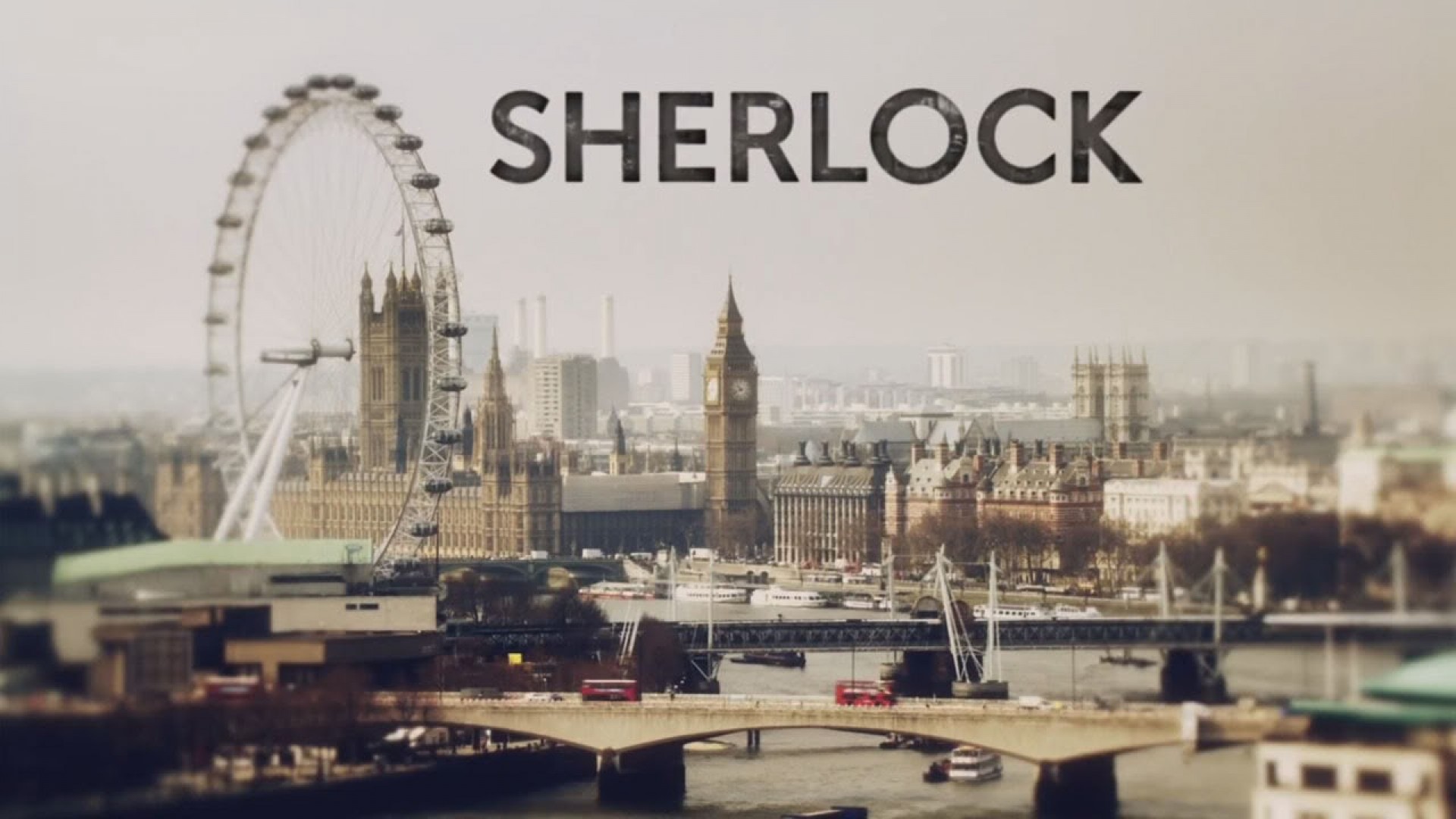 Sherlock, Londra, London Eye, Big Ben, Tamigi, Logo, Full HD, sfondo per portatile