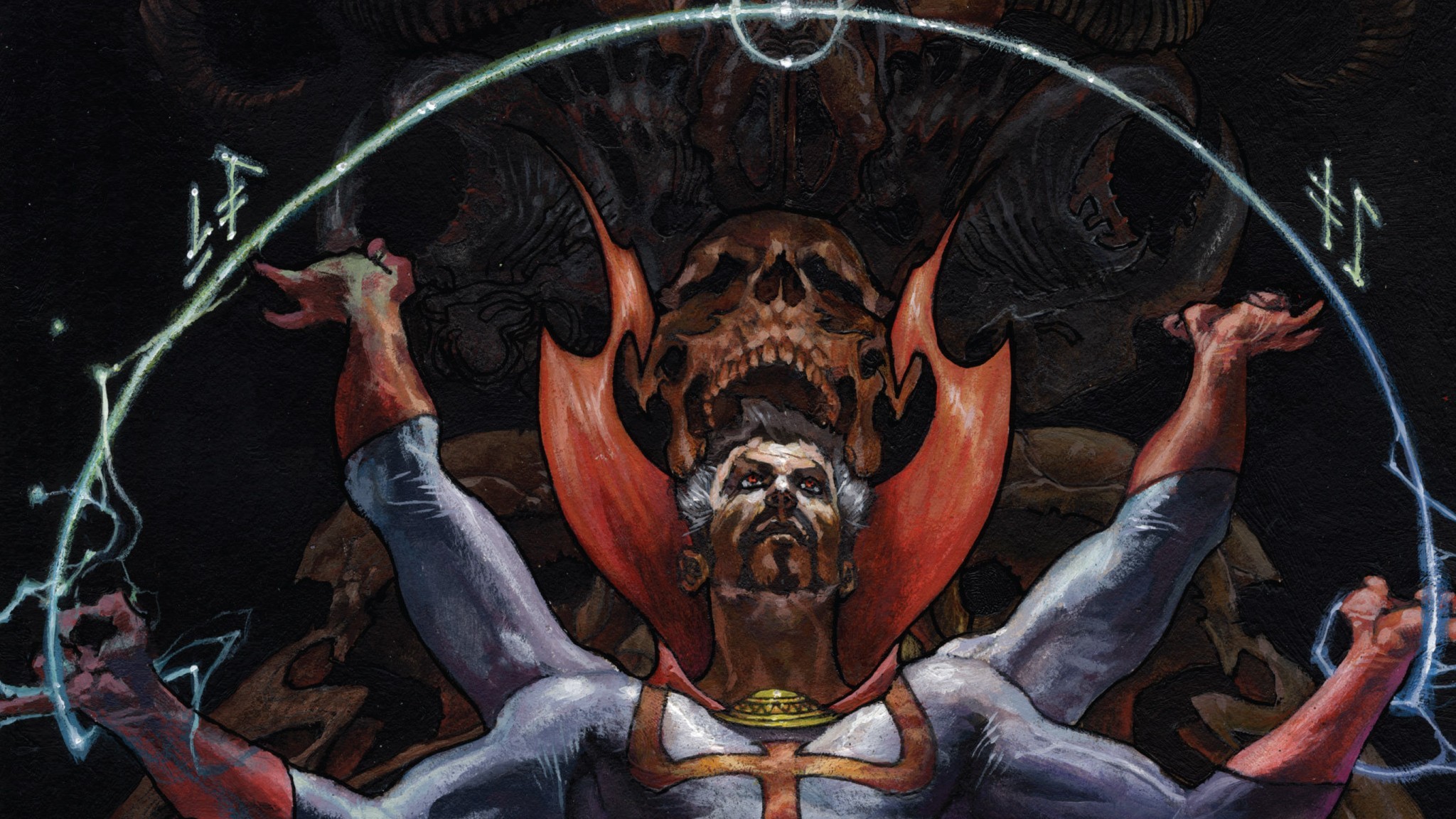 Doctor Strange, Marvel Comics, Teschio, Mani multiple, Full HD, sfondo Windows 11