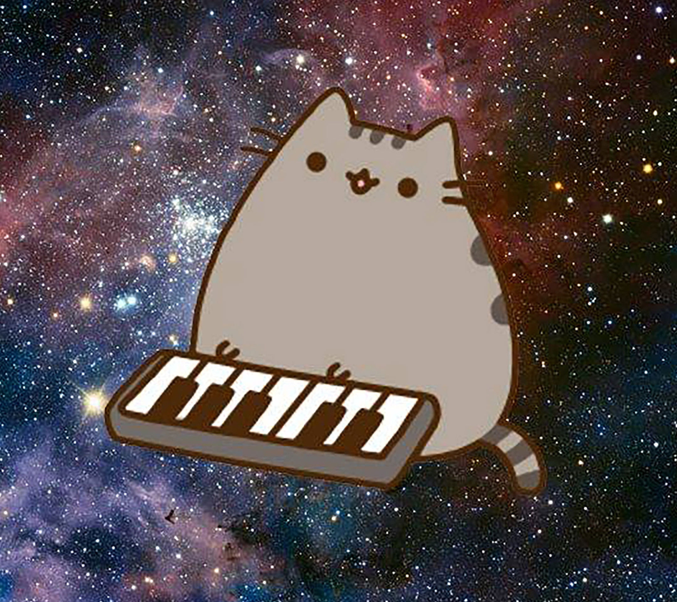 Pusheen, Tastiera, Spazio, Nebulosa, Full HD, sfondo per iPad e tablet