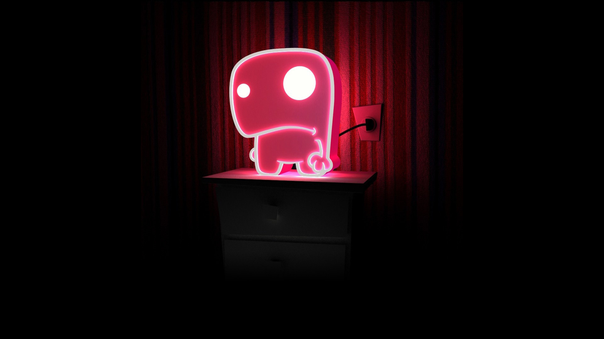Lampada, Mostriciattolo, Rosso, Buio, 16:9 Full HD, sfondo widescreen