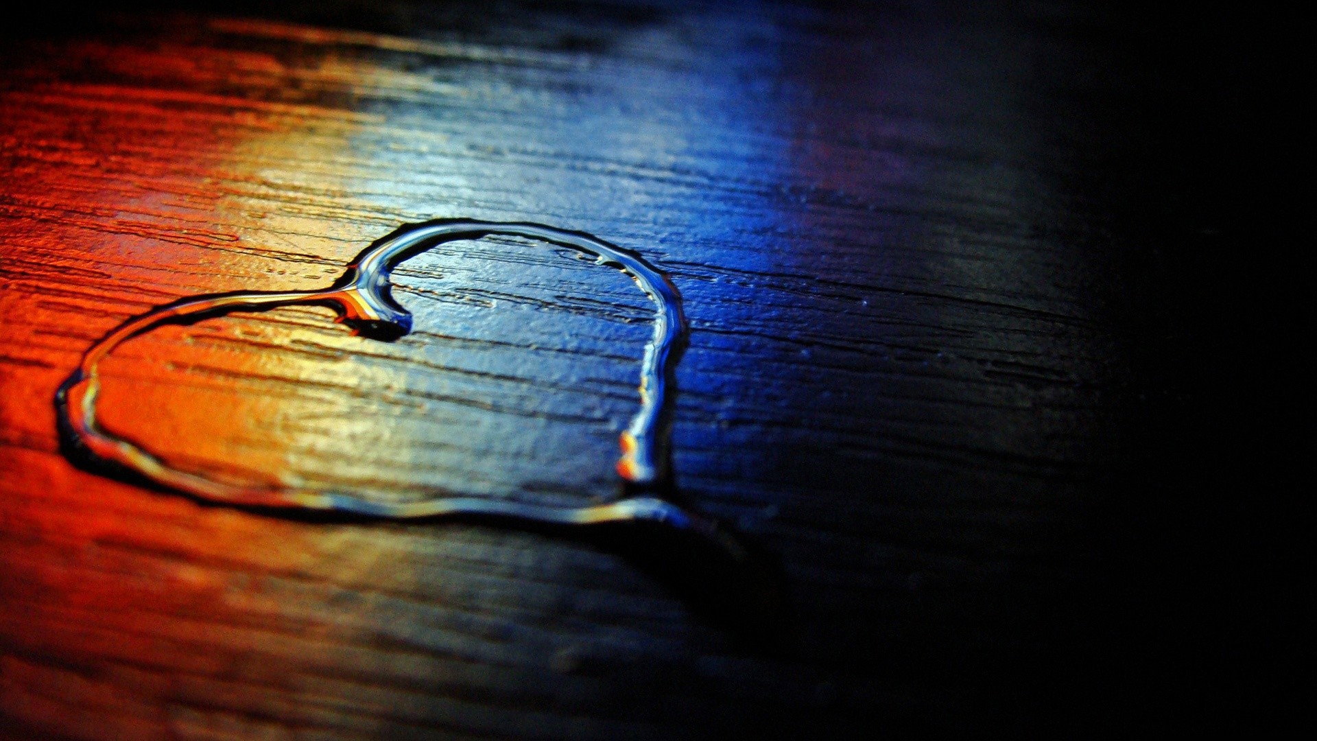 Cuore d'acqua, Legno, Luci colorate, Full HD 1080p, sfondo desktop