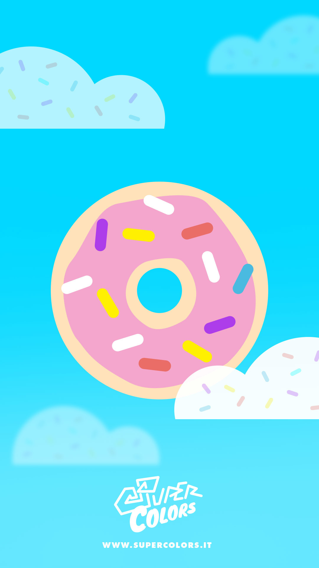 Ciambella, Nuvole, Illustrazione, Azzurro, Full HD, sfondo per cellulare