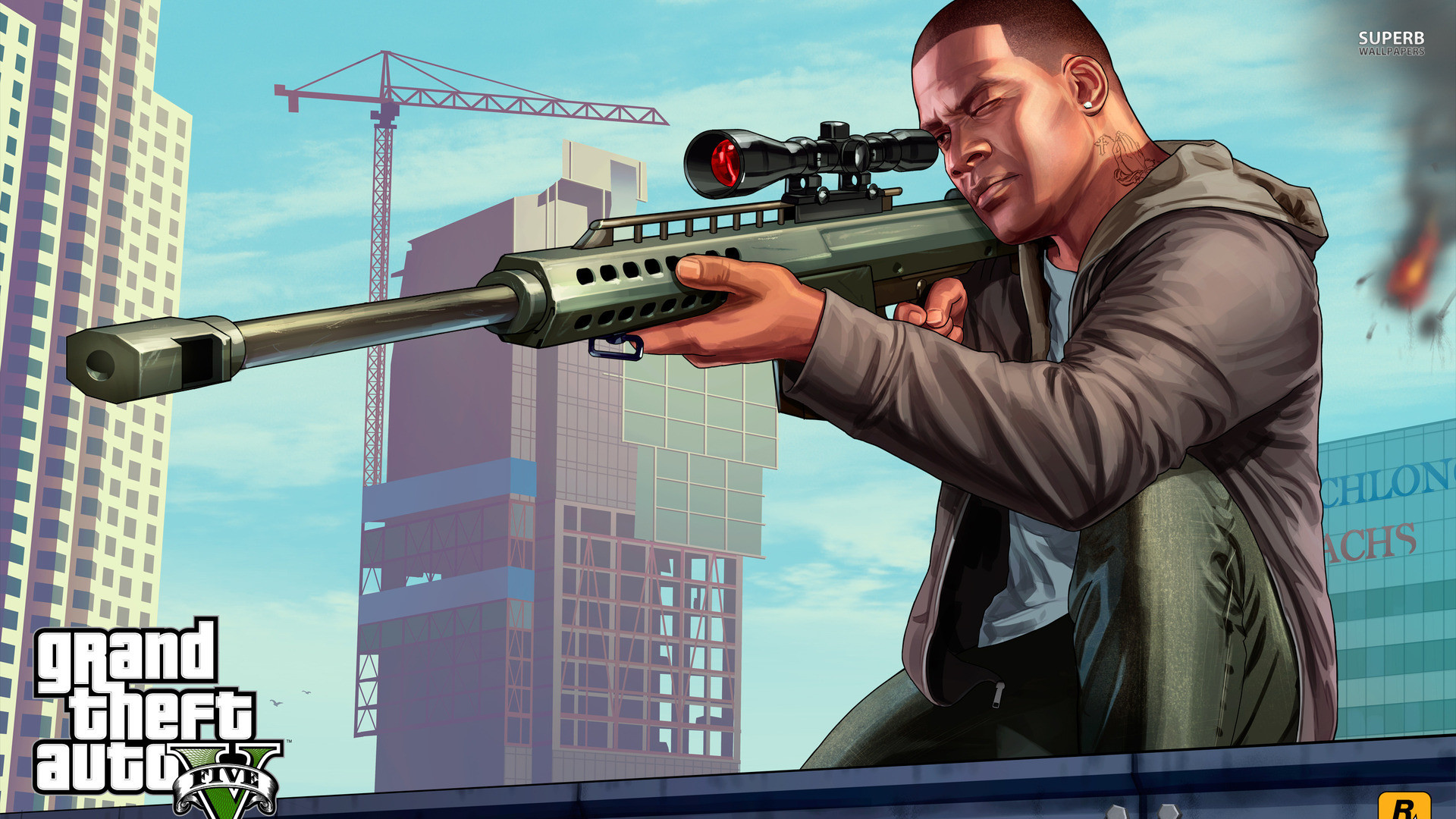 Grand Theft Auto V, Franklin Clinton, Fucile di precisione, Cantiere, sfondo per portatile
