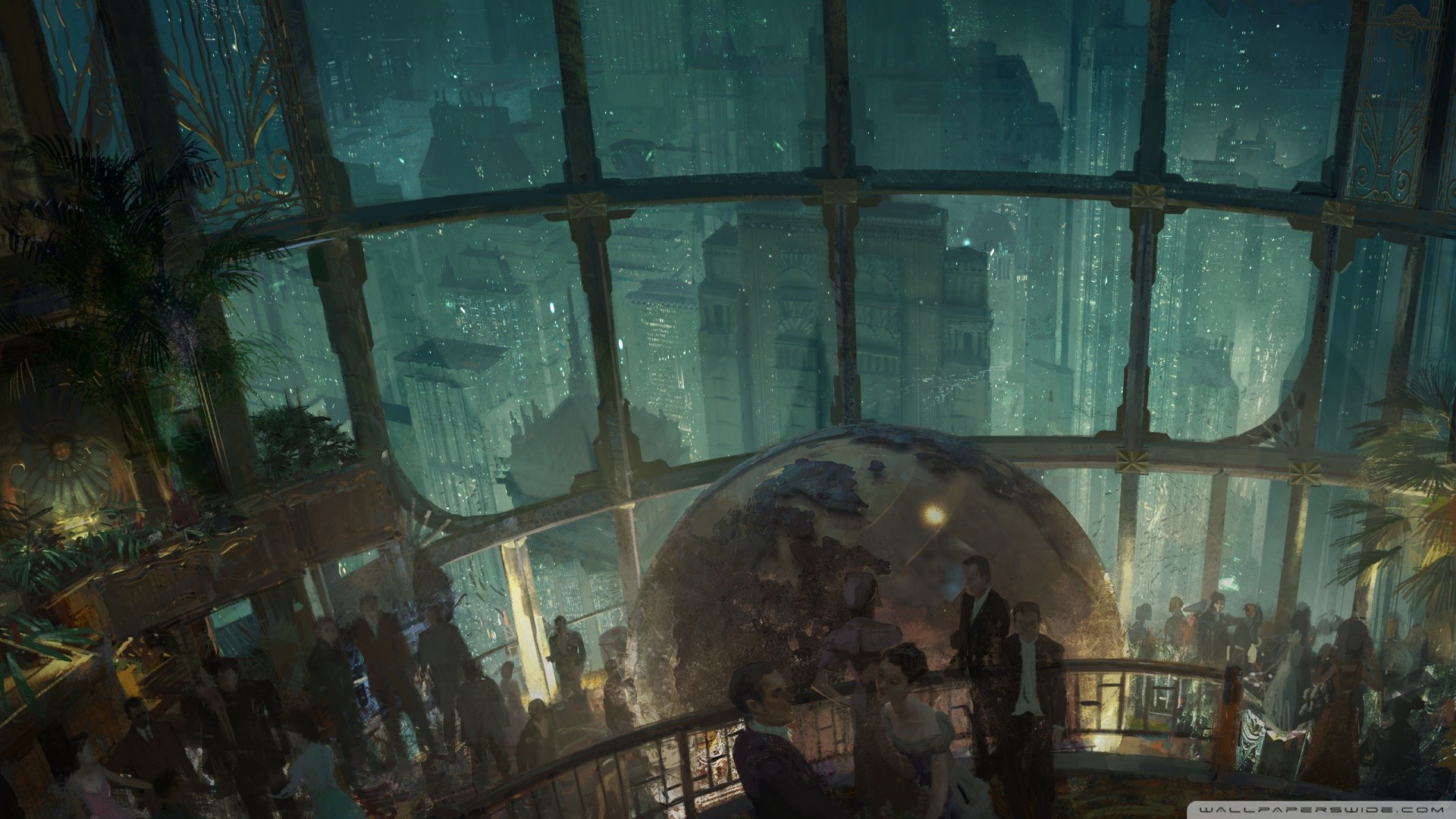 Rapture, BioShock, Atrio, Vetrata, 16:9 Full HD, wallpaper widescreen