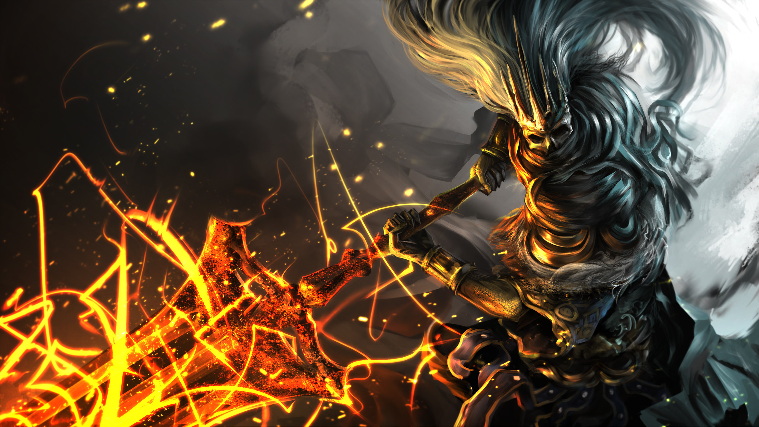 Soul of Cinder, Dark Souls III, Scintille, Fuoco, 2560x1440, wallpaper desktop