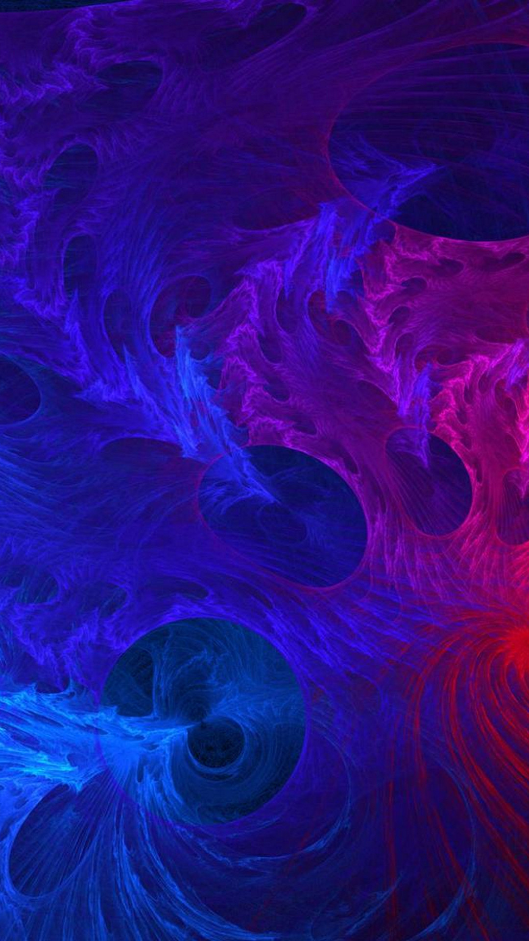 Frattale, Viola e blu, Astratto, Full HD, schermata di blocco del cellulare
