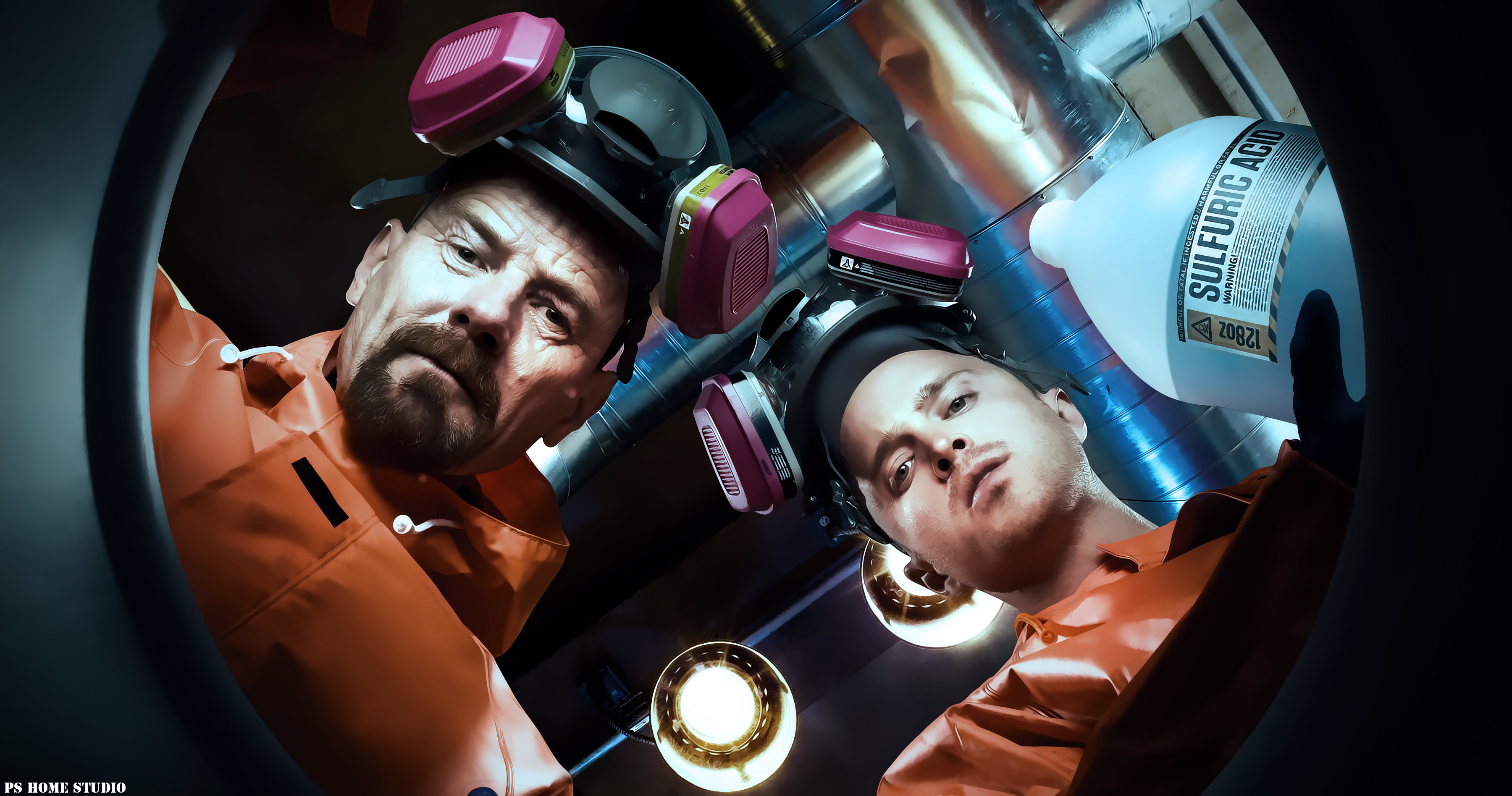 Walter White, Jesse Pinkman, Breaking Bad, Tute arancioni, Laboratorio, sfondo per portatile