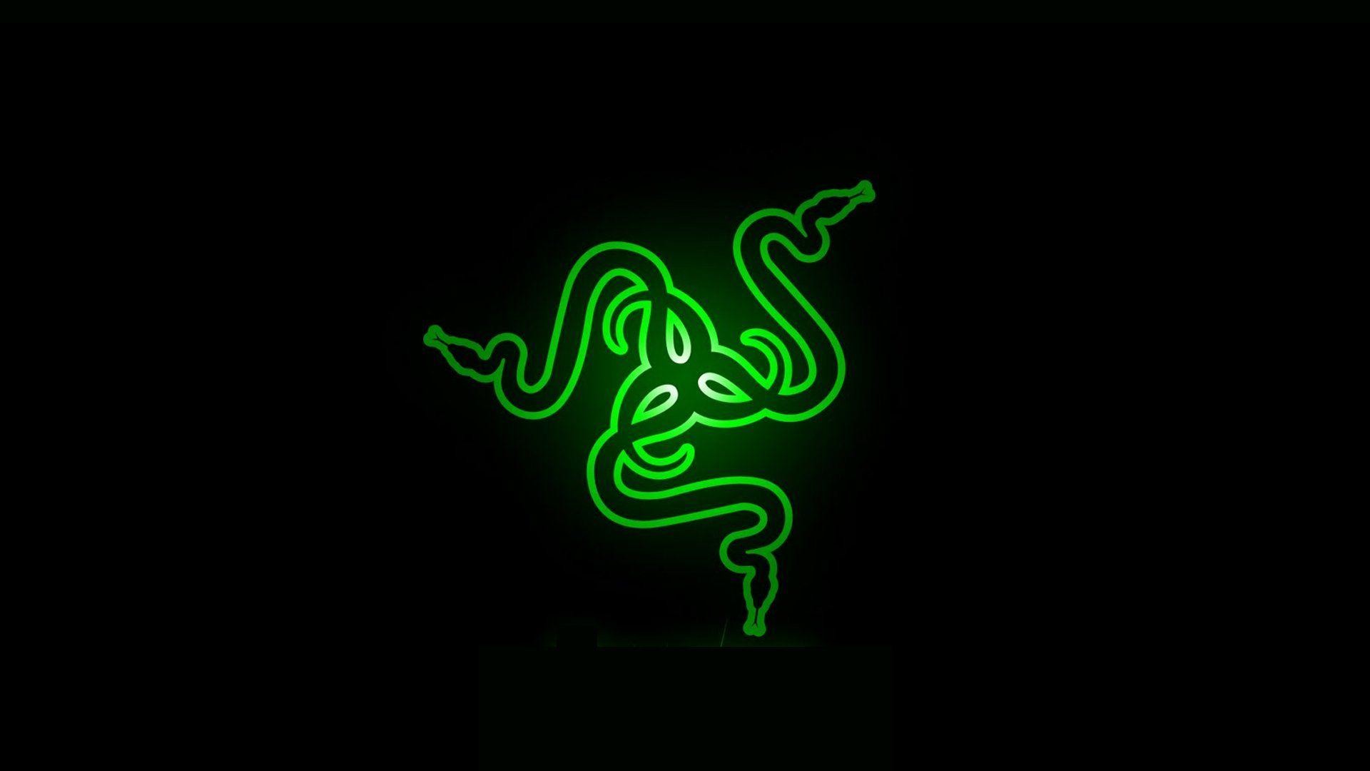 Razer, Logo, Verde neon, Sfondo nero, wallpaper PC