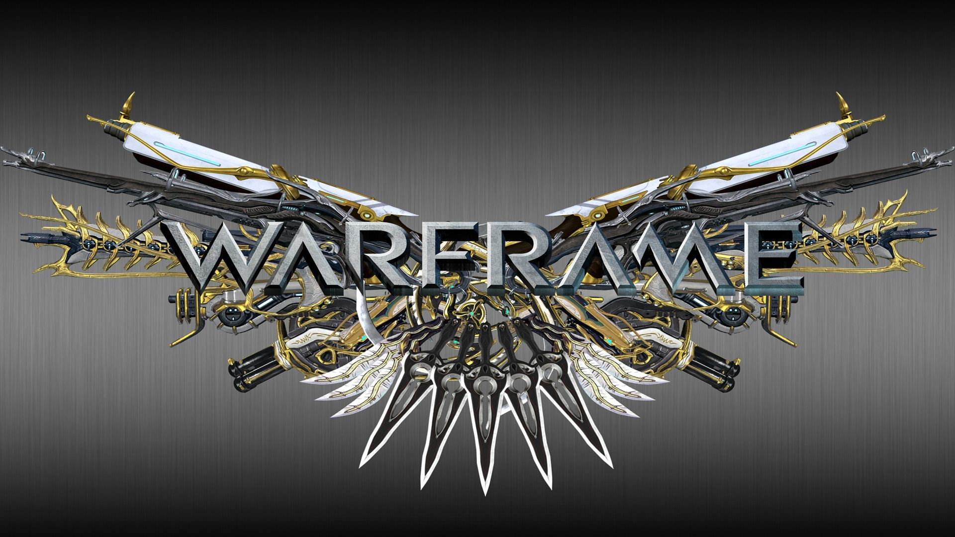 Logo Warframe, Warframe, Ali, Oro, 1920x1080, immagine di sfondo