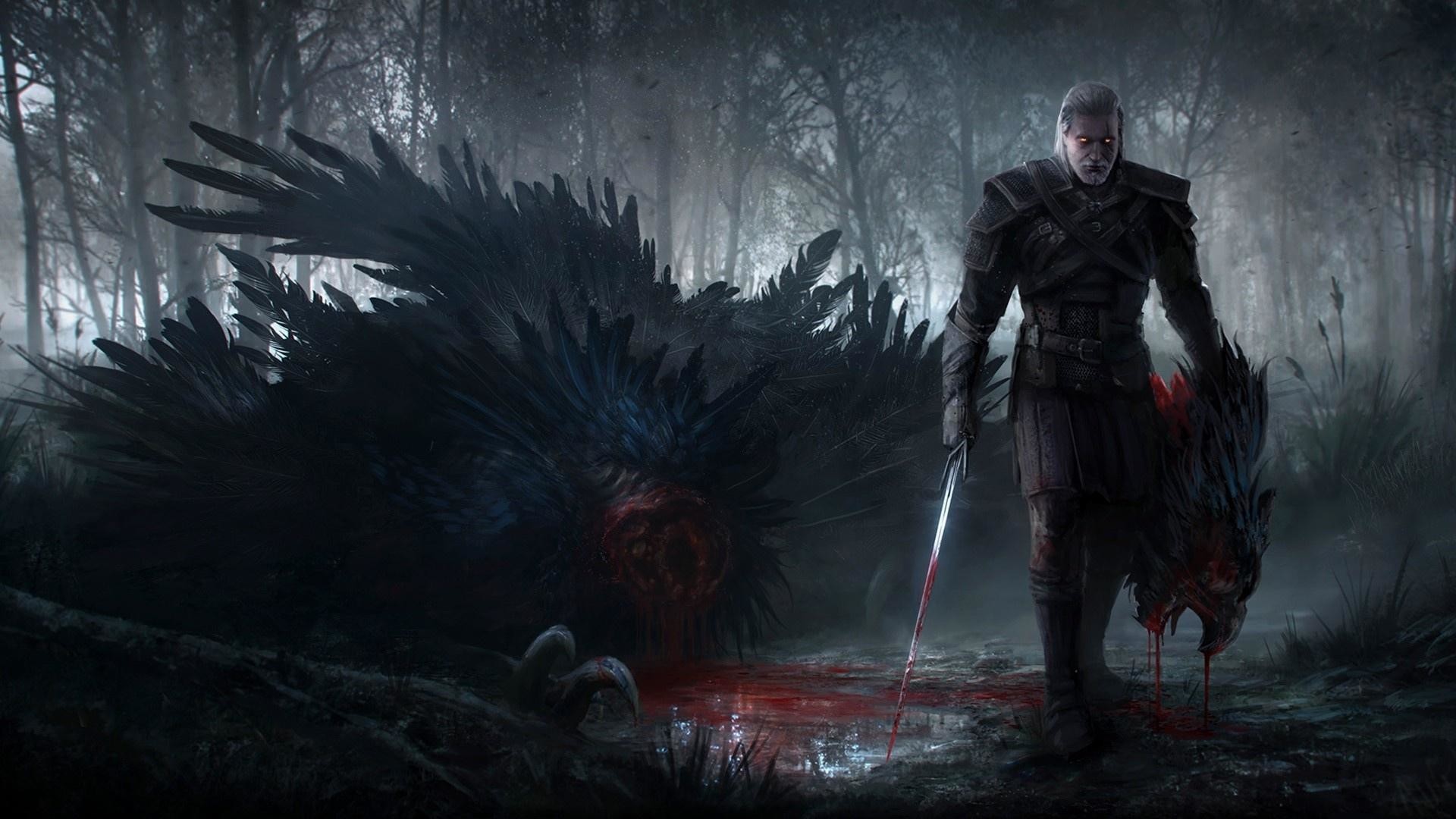Geralt di Rivia, The Witcher 3: Wild Hunt, Grifone, Foresta oscura, sfondo per portatile