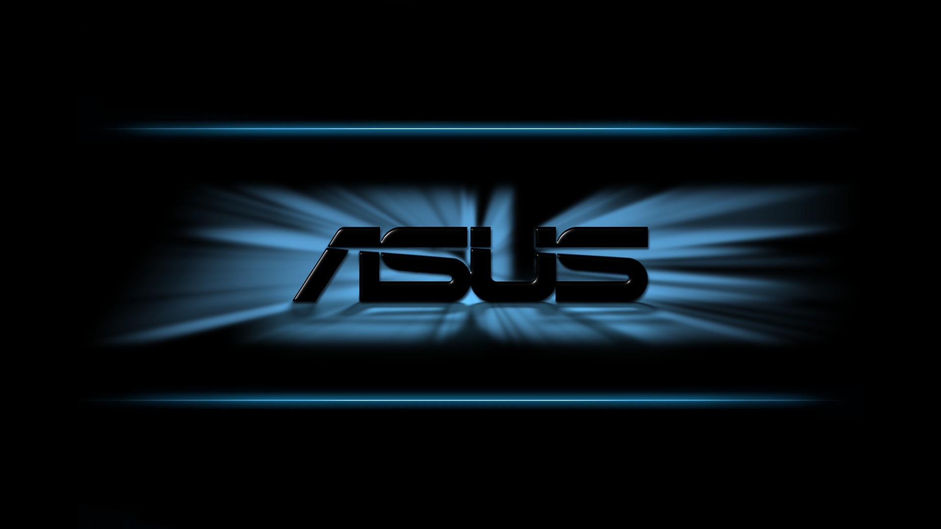 Logo Asus, Asus, Luce blu, Sfondo nero, 16:9 Full HD, wallpaper widescreen
