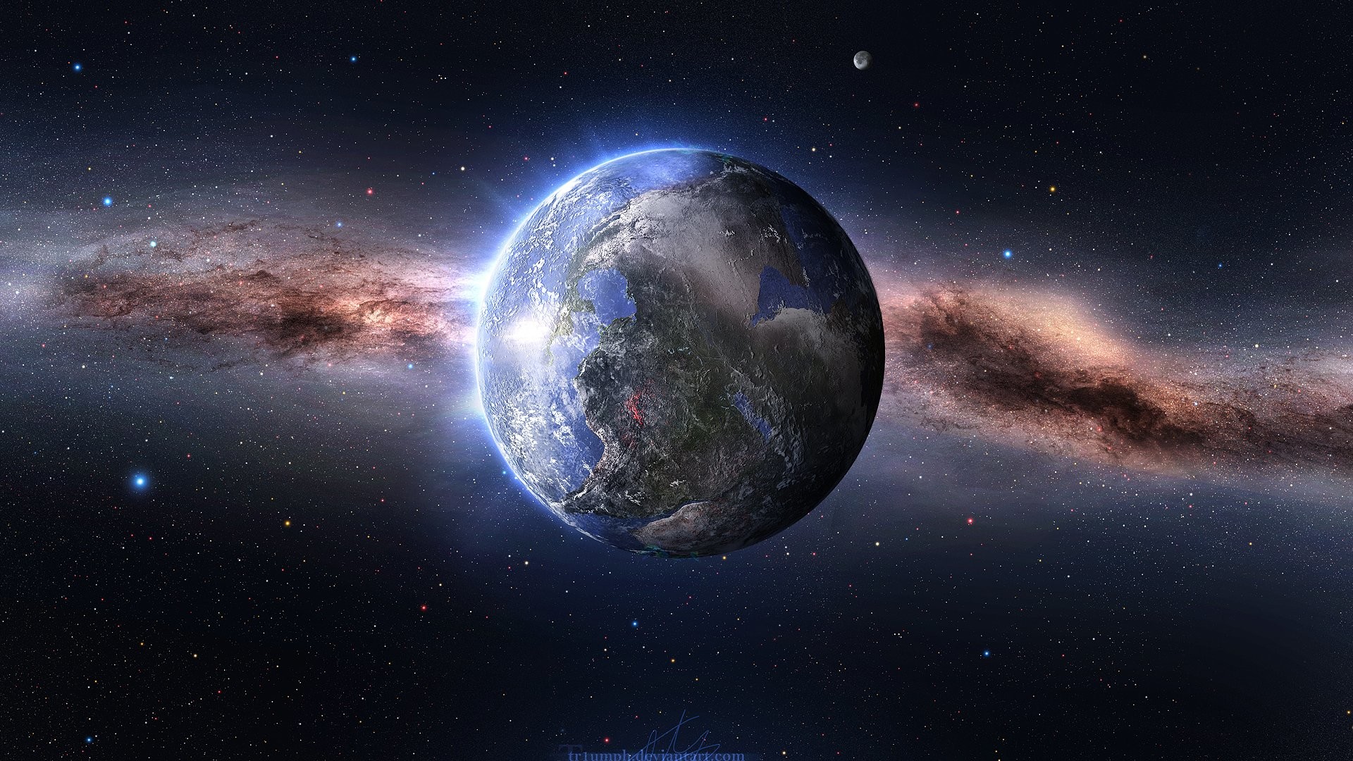 Terra, Via Lattea, Pianeta, Spazio, Full HD, sfondo per PC e portatile