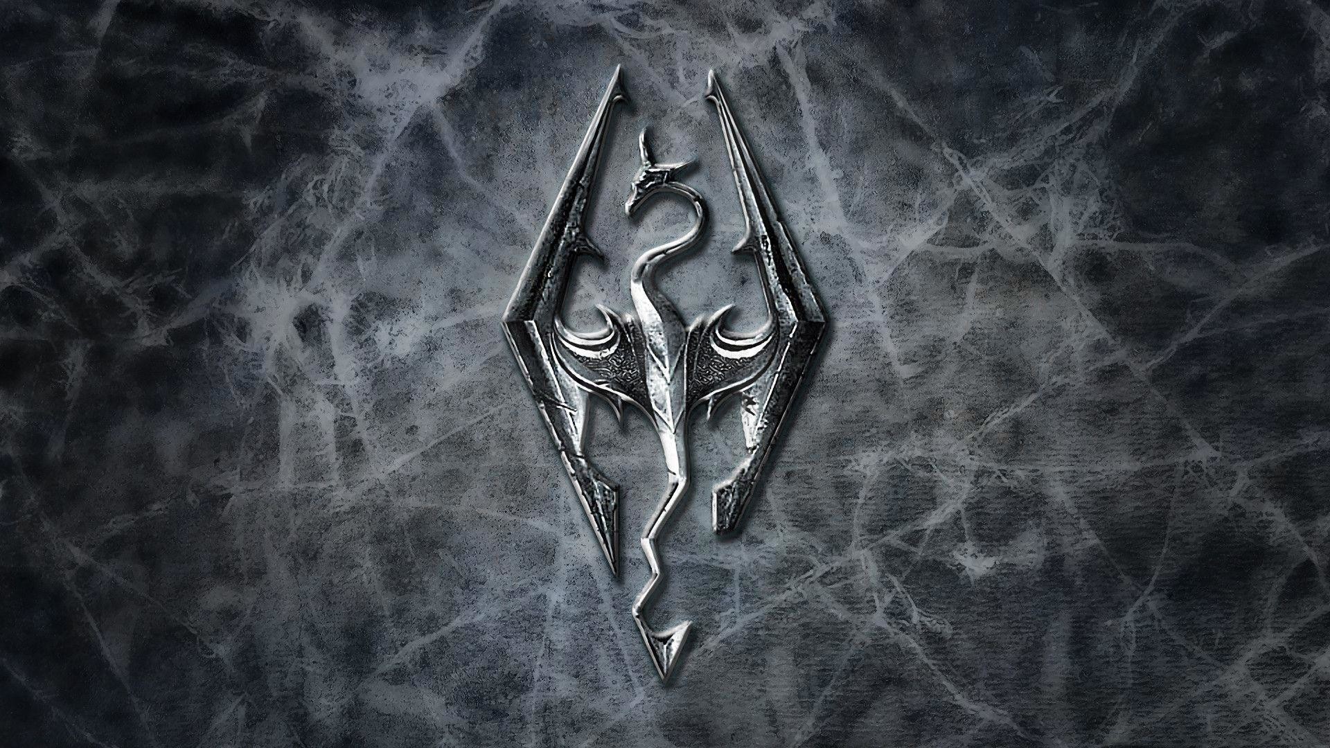 Simbolo di Skyrim, The Elder Scrolls V: Skyrim, Texture, Grigio, sfondo 16:9 Full HD