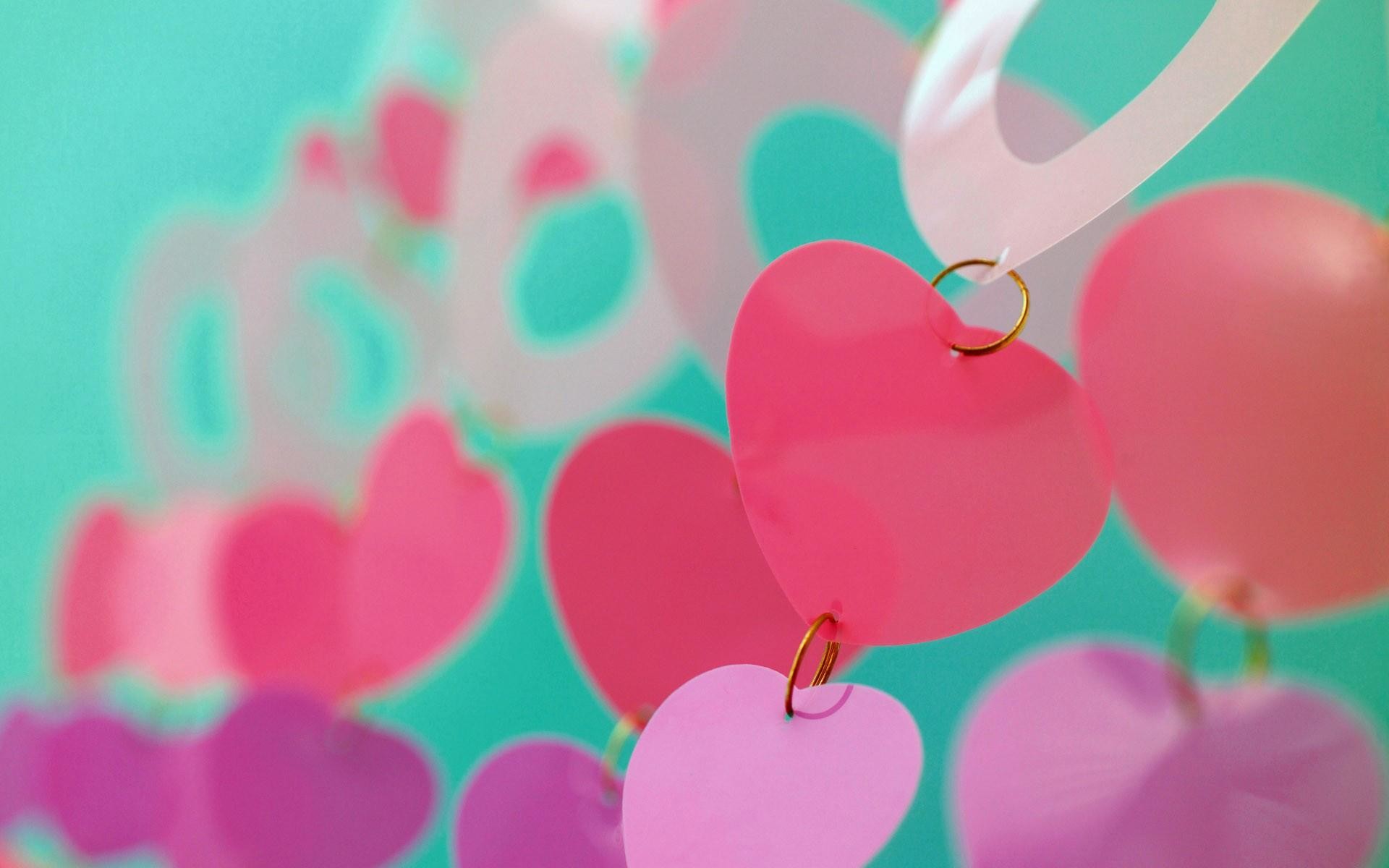 Cuori, Rosa, Turchese, 16:10 Full HD, wallpaper widescreen