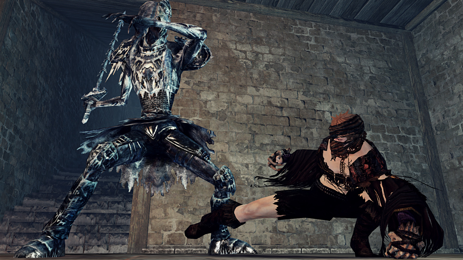Dark Souls, Combattimento, Scheletro, Muro di pietra, 16:9 Full HD, sfondo widescreen
