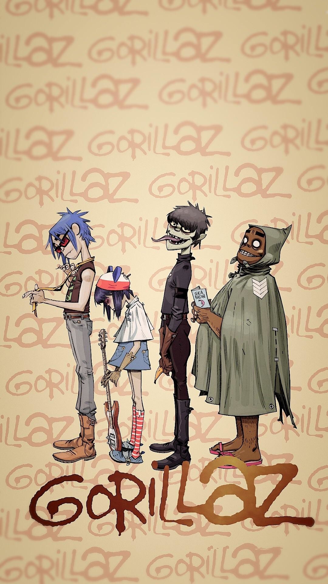 Gorillaz, Logo, 2-D, Noodle, Murdoc Niccals, Full HD, wallpaper per smartphone