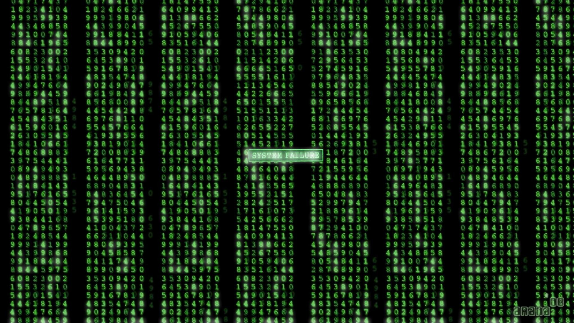 Matrix, System Failure, Codice binario, 1920x1080, sfondo per PC