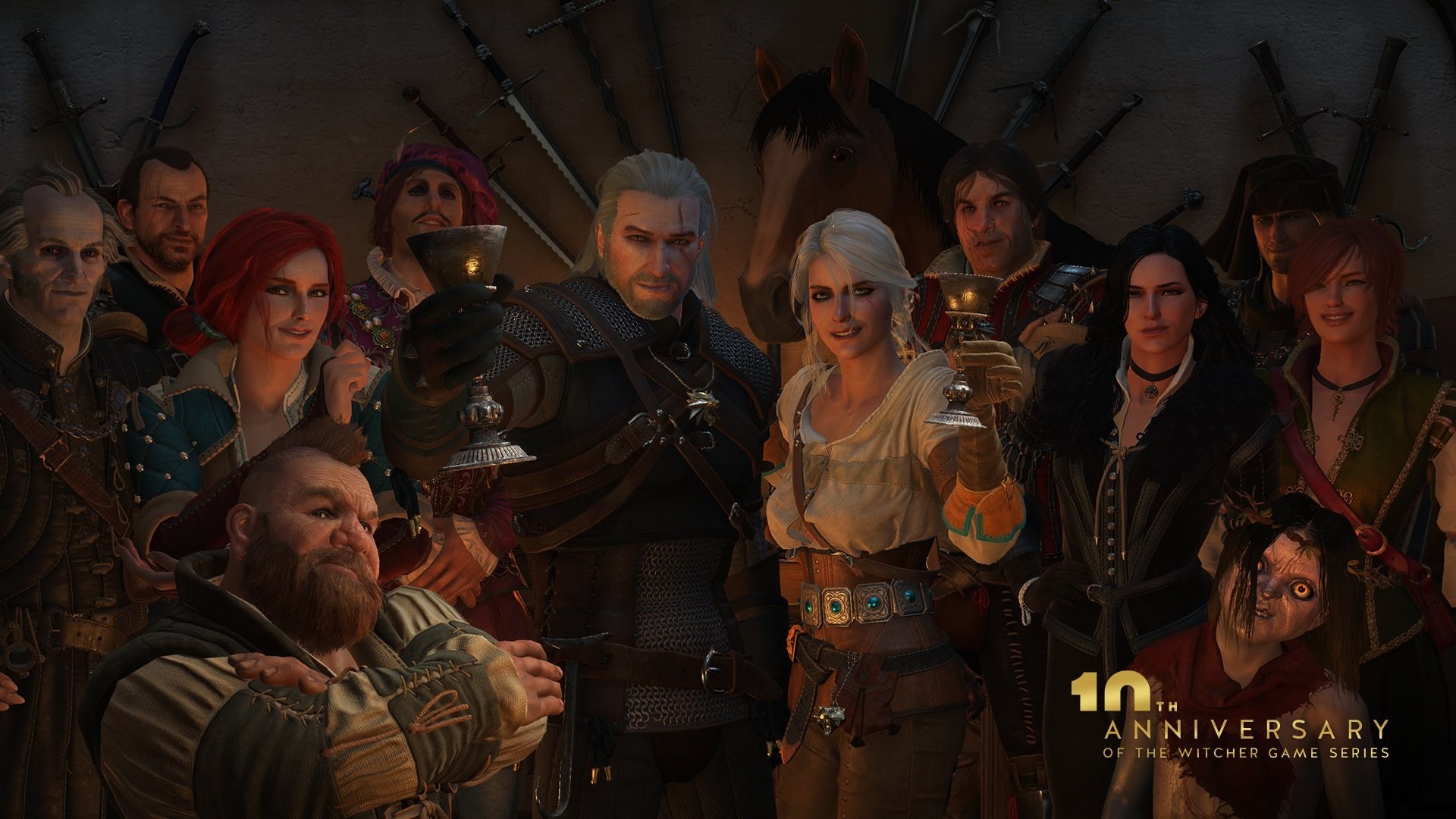 The Witcher, 10° anniversario, Geralt di Rivia, Ciri, Triss Merigold, Yennefer, immagine di sfondo