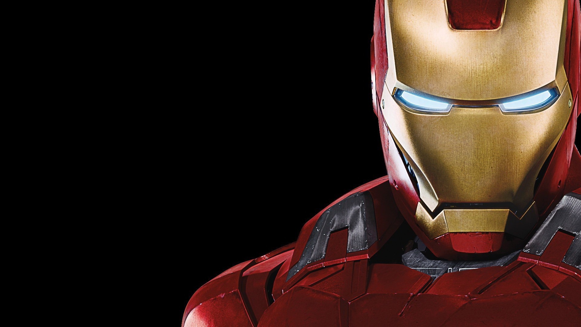 Iron Man, Casco, Primo piano, Sfondo nero, Full HD, wallpaper per PC