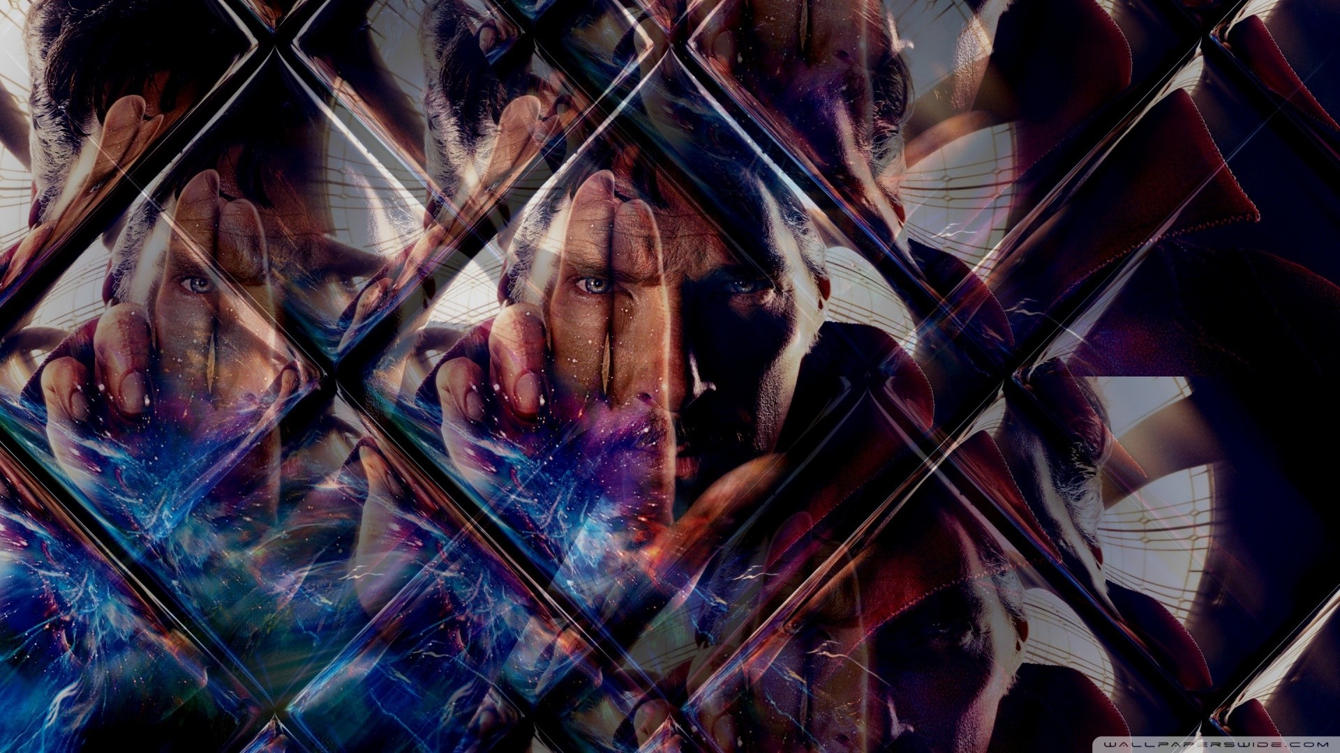 Doctor Strange, Benedict Cumberbatch, Caleidoscopio, Collage, 1920x1080, immagine di sfondo